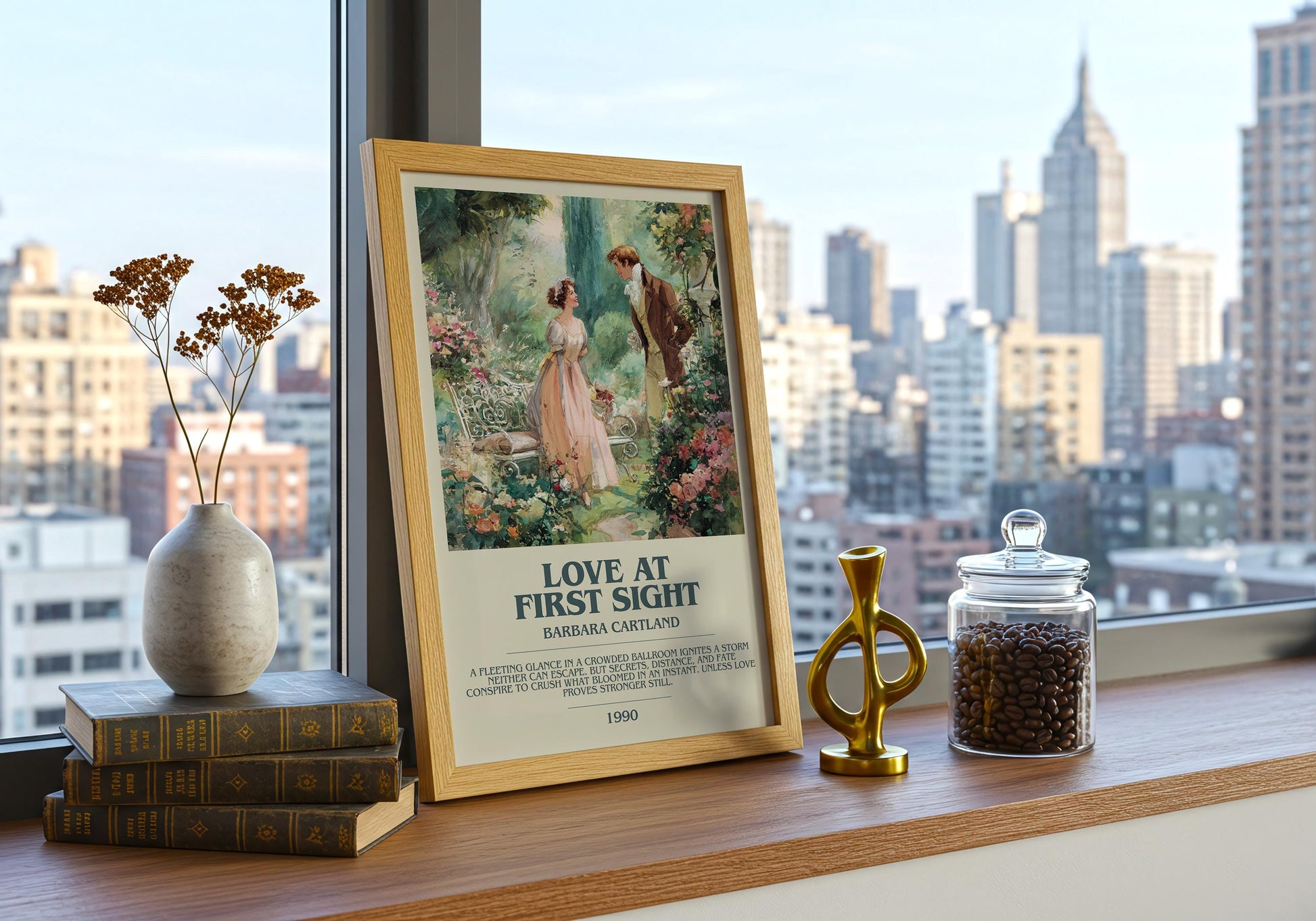 Love At First Sight by Barbara Cartland | Descriptive Book Poster | Modern
