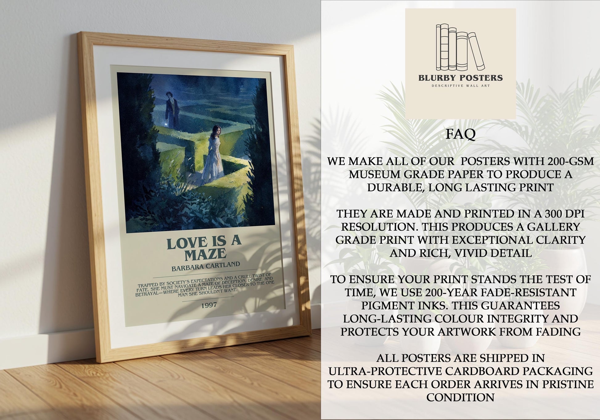 Love Is A Maze by Barbara Cartland | Descriptive Book Poster | Modern