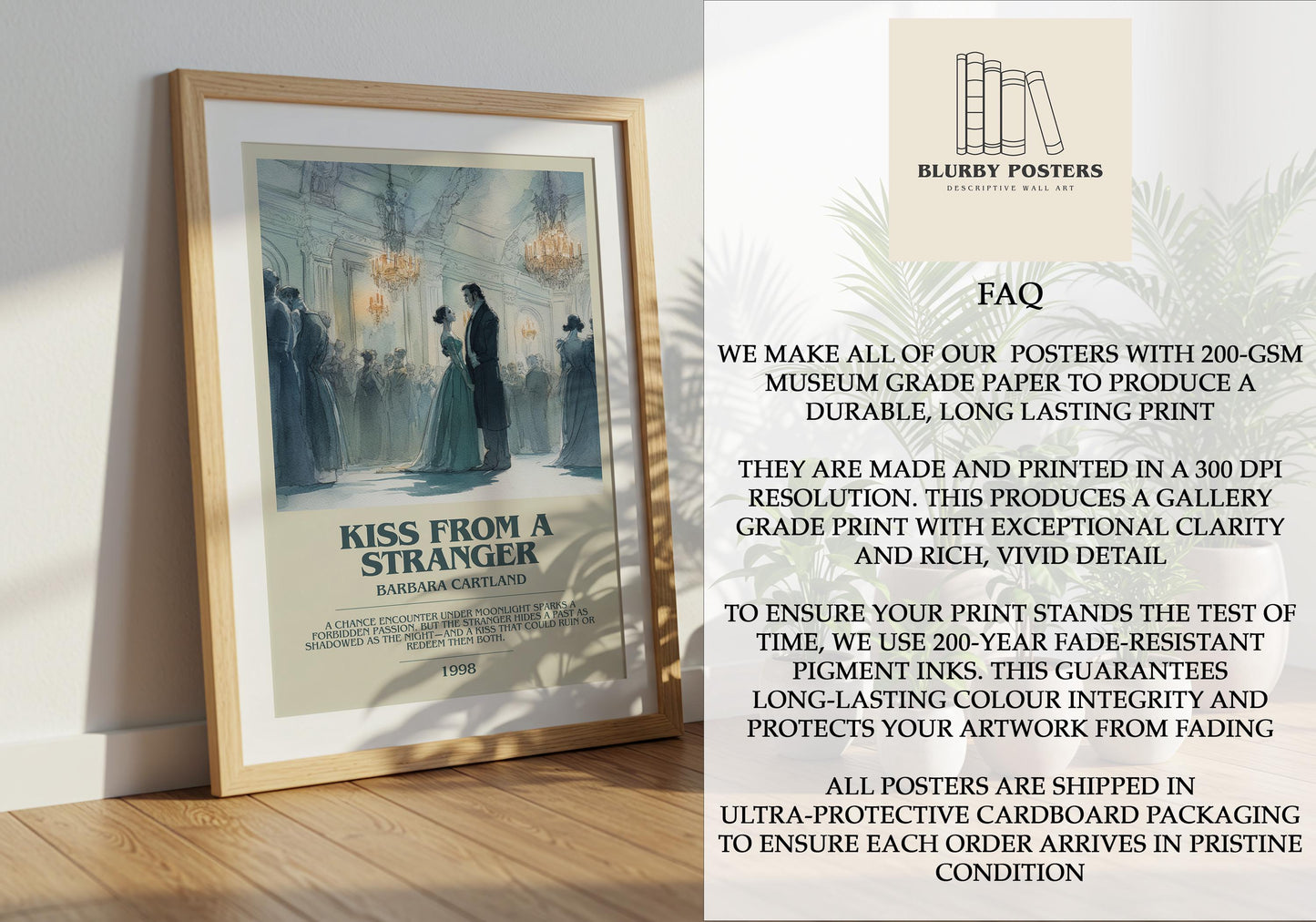 Kiss From A Stranger by Barbara Cartland | Descriptive Book Poster | Modern