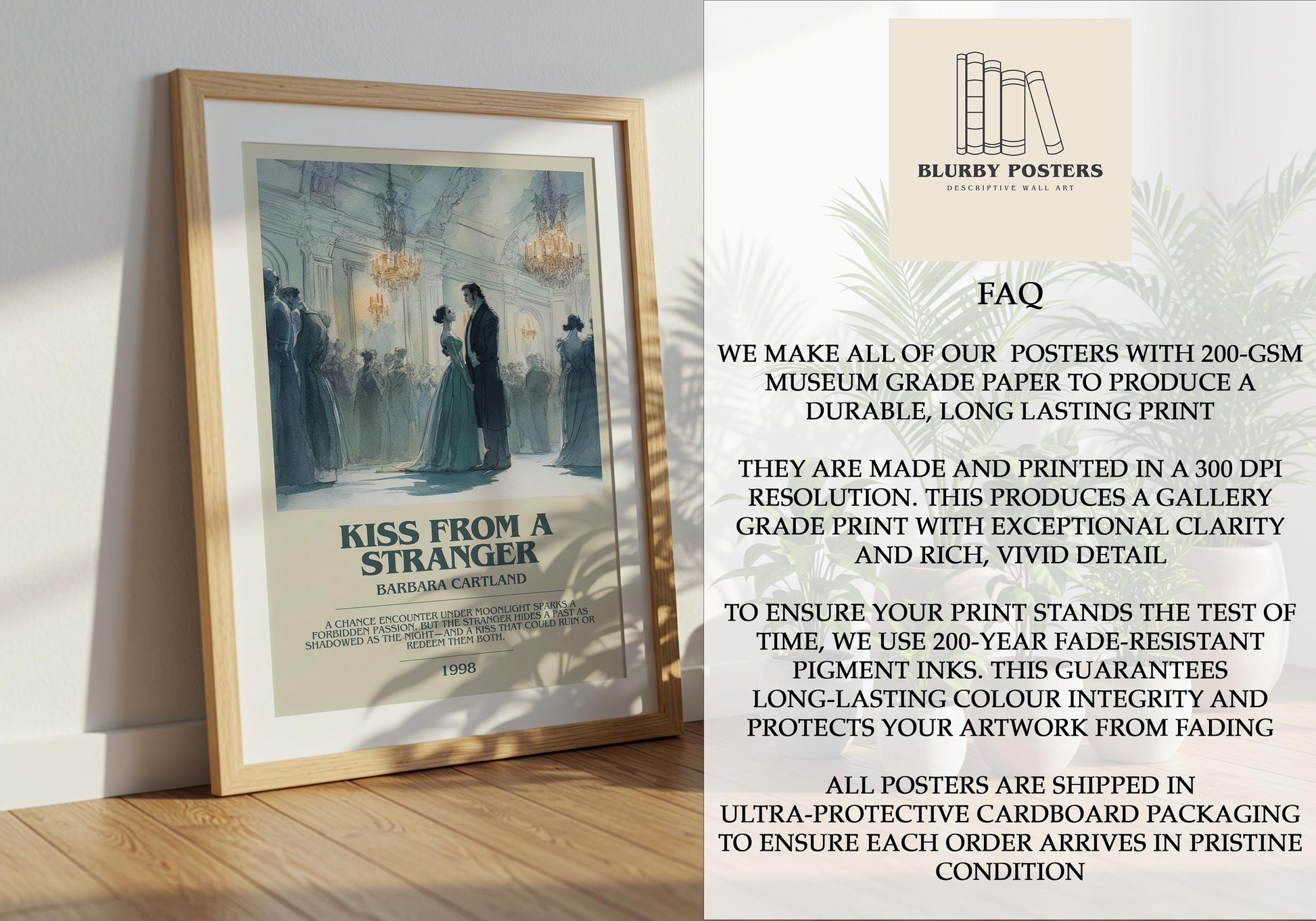 Kiss From A Stranger by Barbara Cartland | Descriptive Book Poster | Modern