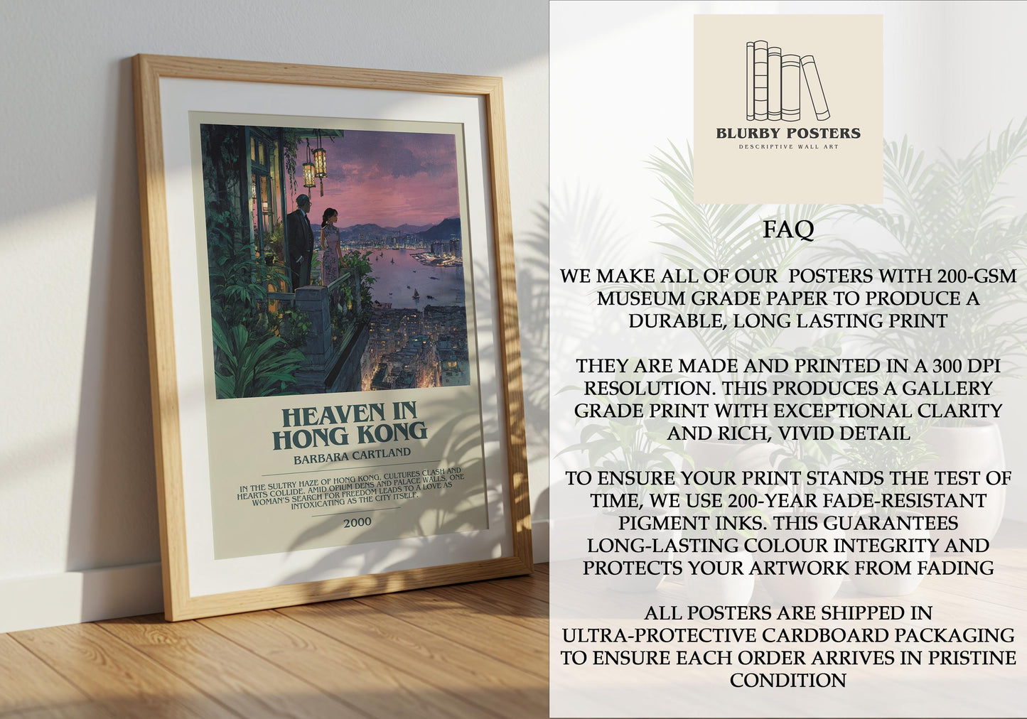 Heaven In Hong Kong by Barbara Cartland | Descriptive Book Poster | Modern