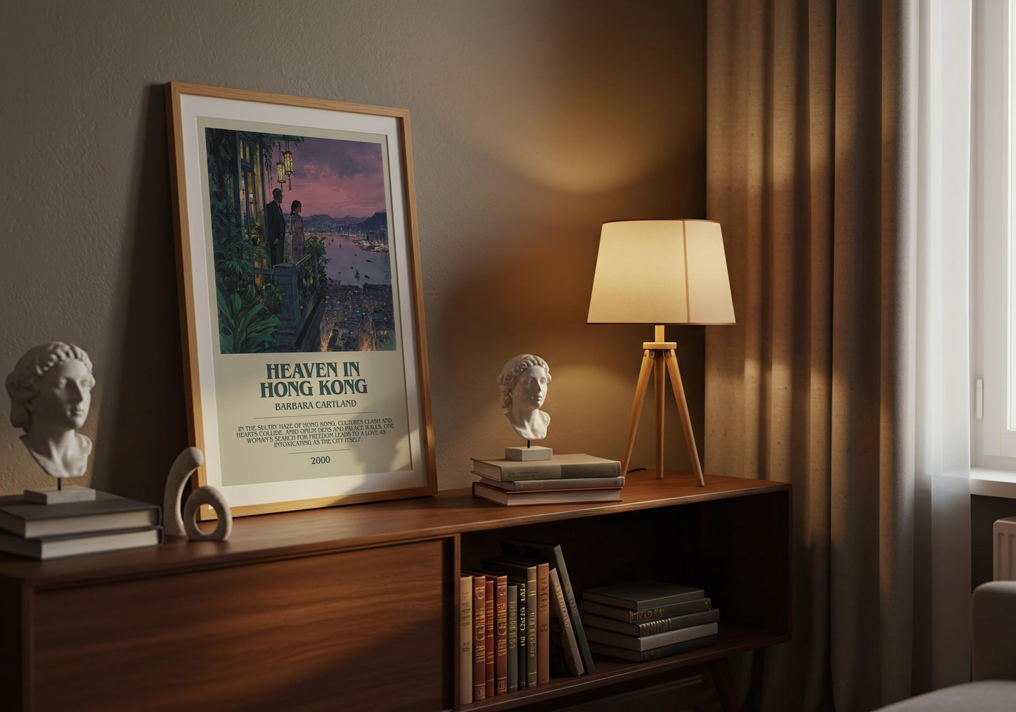 Heaven In Hong Kong by Barbara Cartland | Descriptive Book Poster | Modern