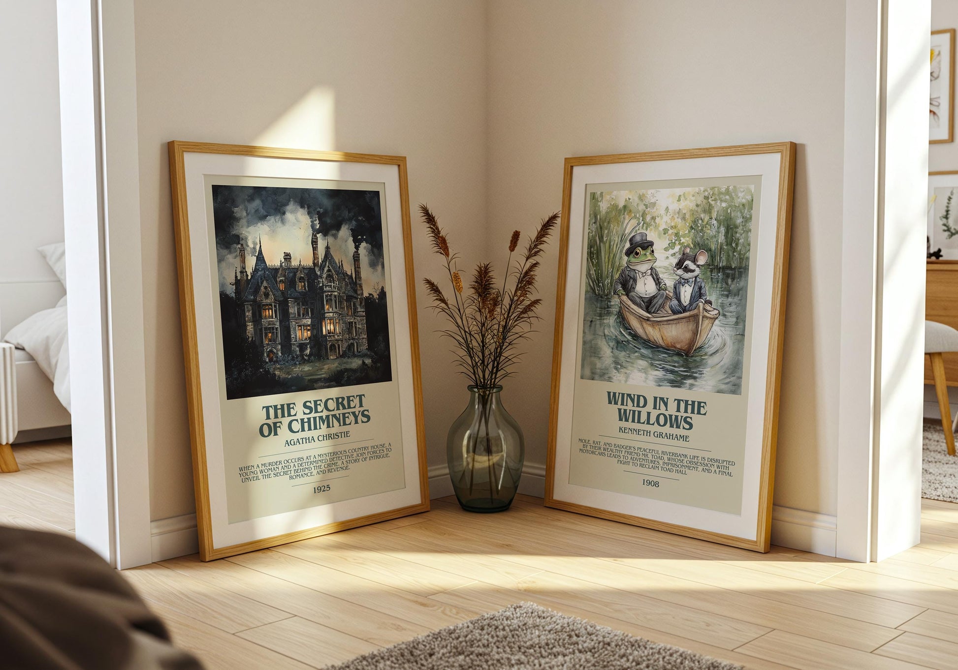 The Secret Of Chimneys by Agatha Christie Descriptive Poster Print. Free Delivery Wall Art Author & Blurb Book Artwork Novel Modern Gift