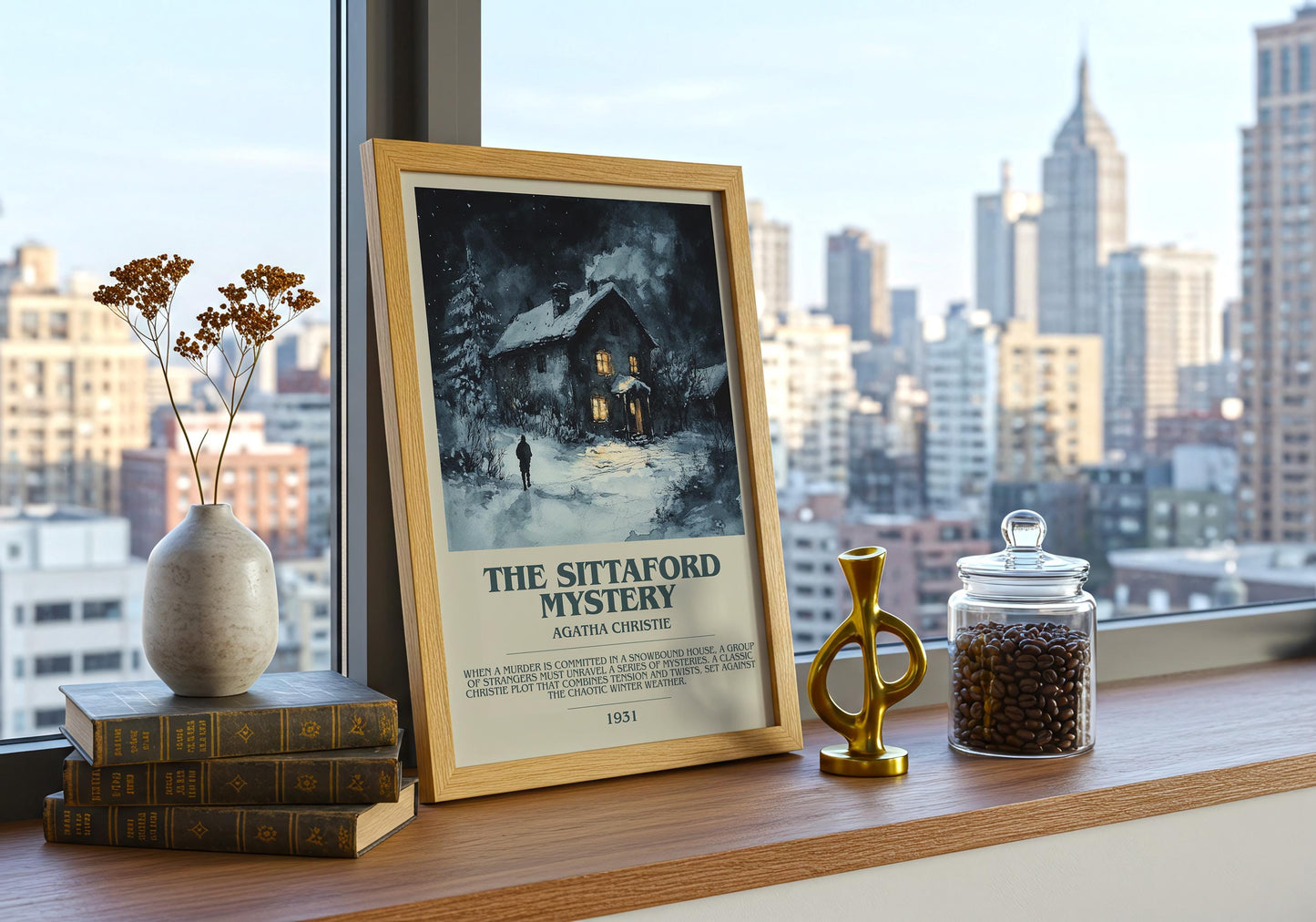The Sittaford Mystery by Agatha Christie Descriptive Poster Print. Free Delivery Wall Art Author & Blurb Book Artwork Novel Modern Gift