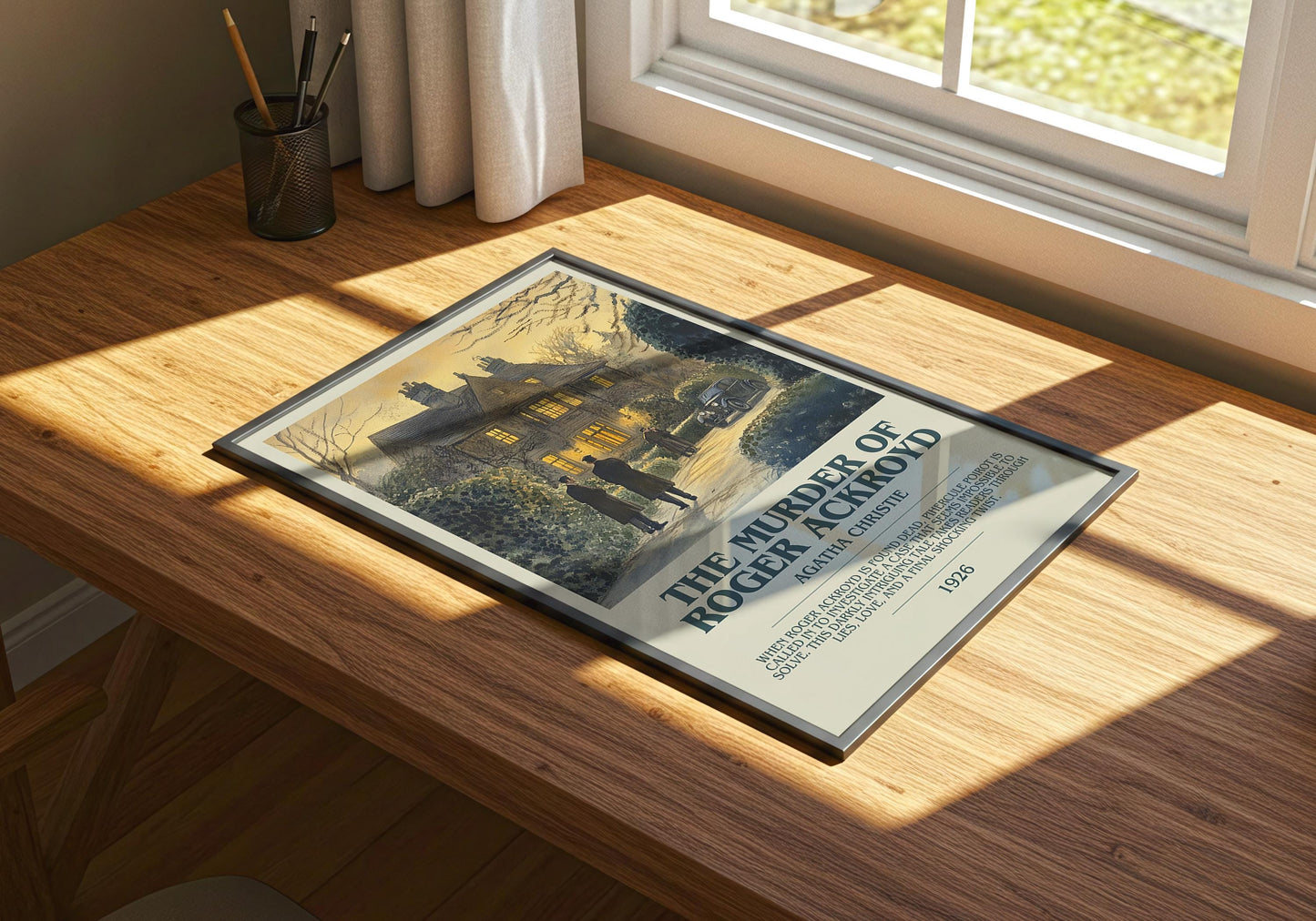 The Murder Of Roger Ackroyd by Agatha Christie Descriptive Poster Print. Free Delivery Wall Art Author & Blurb Book Artwork Novel Modern