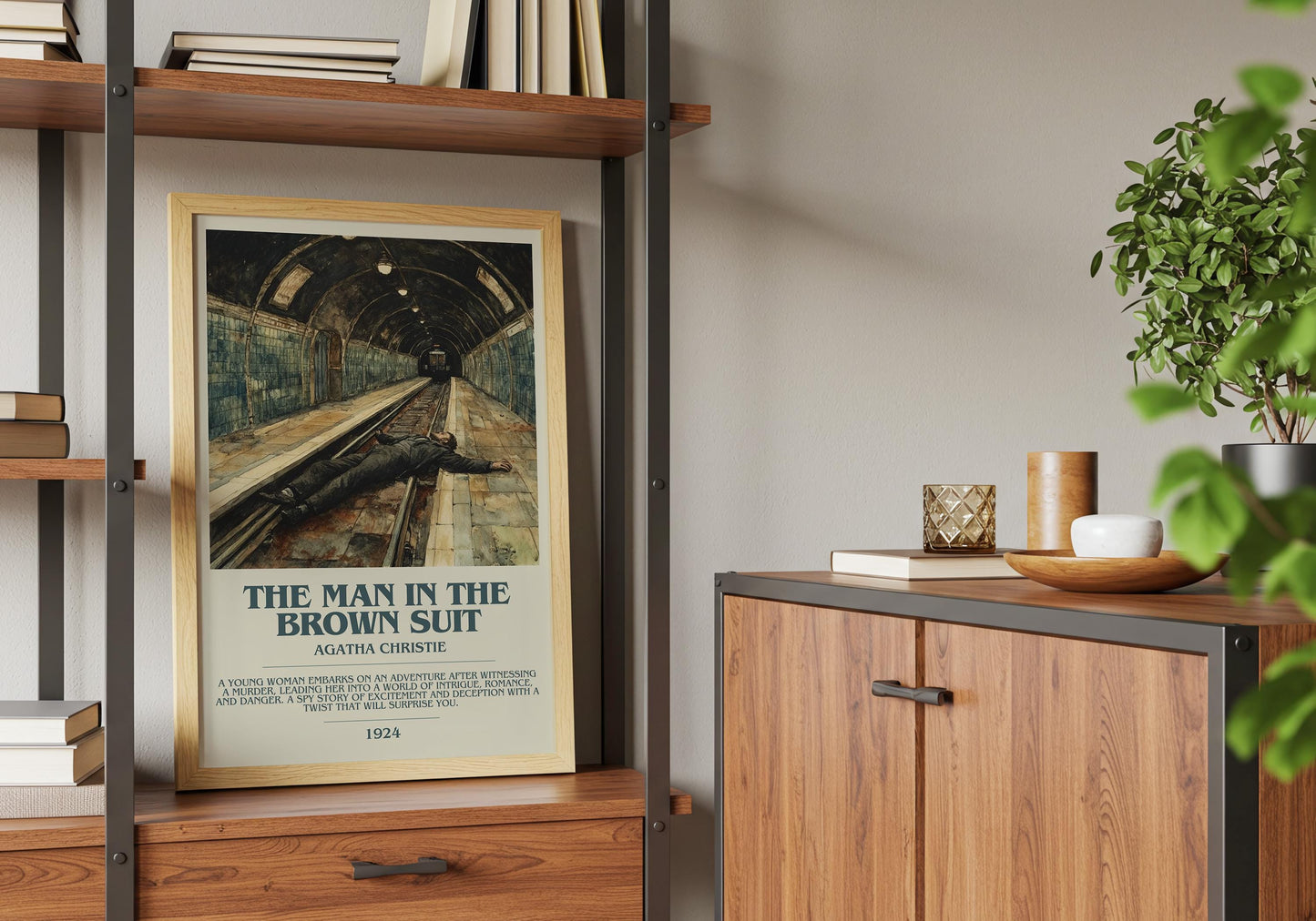 The Man In The Brown Suit by Agatha Christie Descriptive Poster Print. Free Delivery Wall Art Author & Blurb Book Artwork Novel Modern