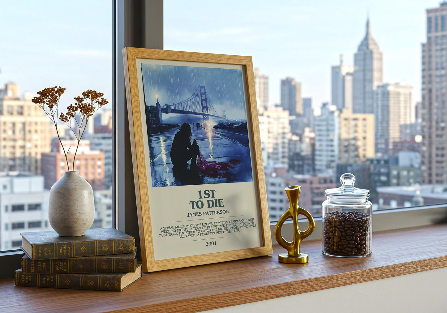 1st To Die by James Patterson Descriptive Poster Print. Free Delivery Wall Art Author & Blurb Book Artwork Novel Modern