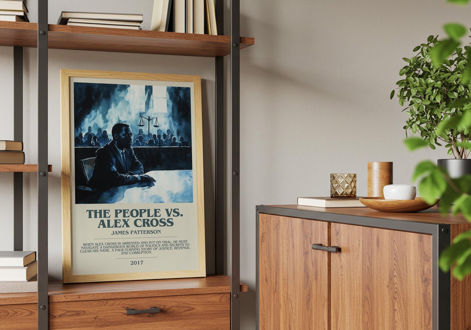 The People vs Alex Cross by James Patterson Descriptive Poster Print. Free Delivery Wall Art Author & Blurb Book Artwork Novel Modern