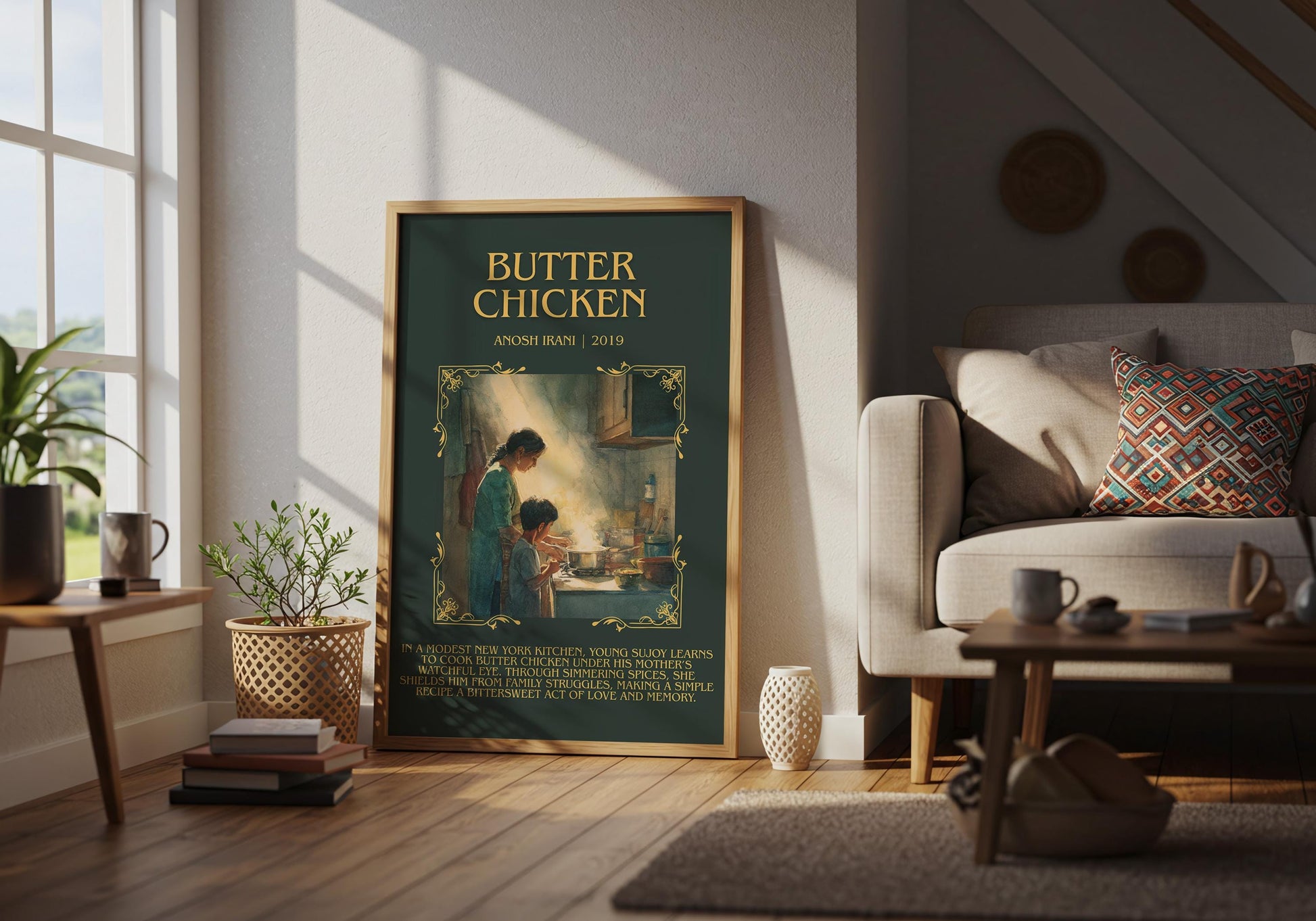 Butter Chicken by Anosh Irani Descriptive Poster Print.Free Delivery Wall Art Author&Blurb Book Artwork Novel Poster