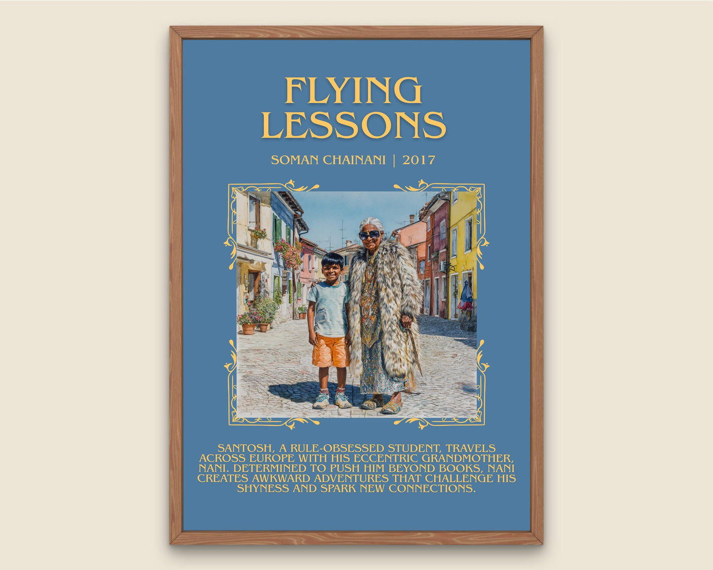 Flying Lessons by Soman Chainani Descriptive Poster Print.Free Delivery Wall Art Author&Blurb Book Artwork Novel Poster