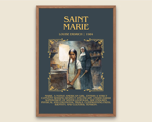 Saint Marie by Louise Erdrich Descriptive Poster Print.Free Delivery Wall Art Author&Blurb Book Artwork Novel Poster
