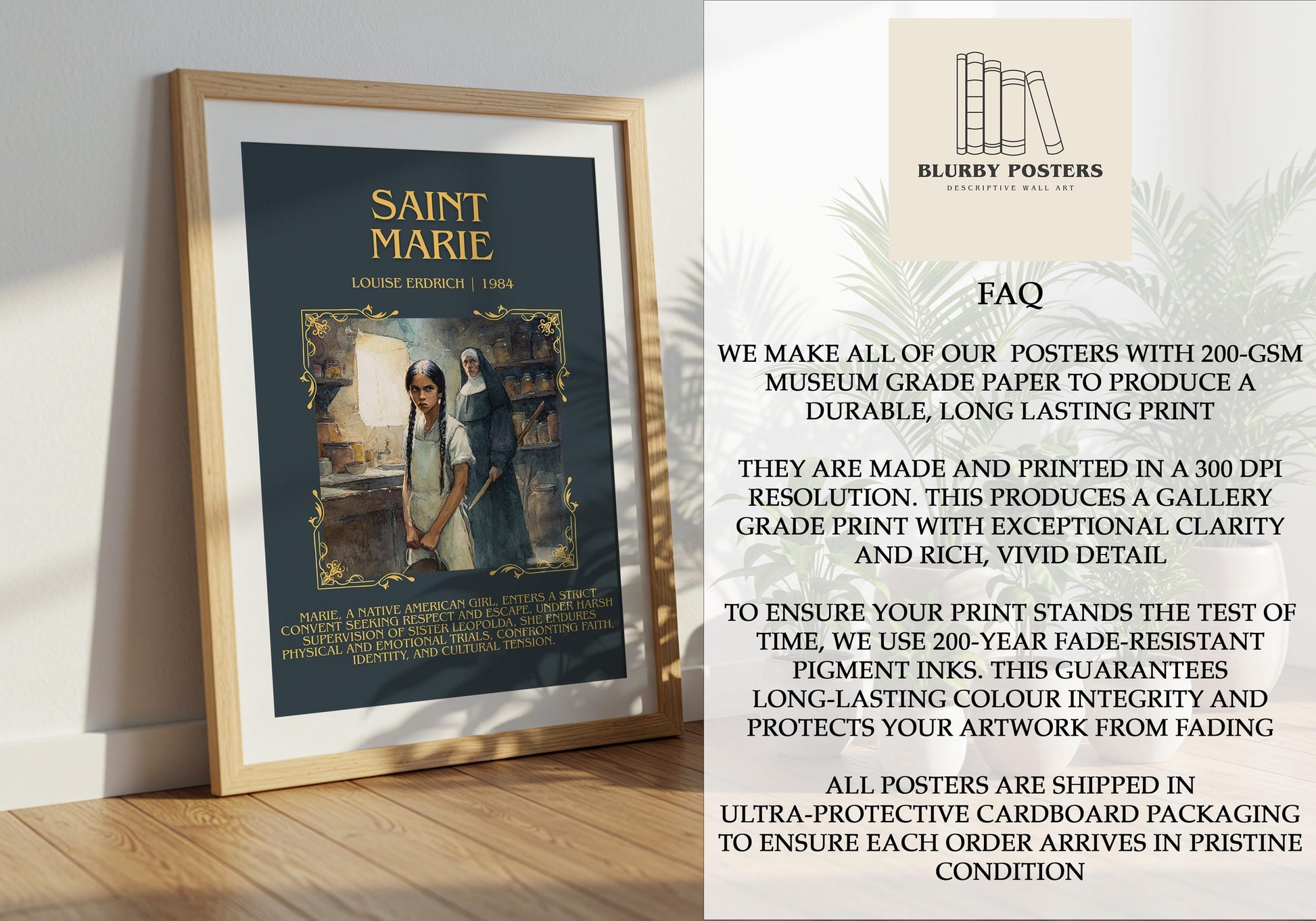 Saint Marie by Louise Erdrich Descriptive Poster Print.Free Delivery Wall Art Author&Blurb Book Artwork Novel Poster