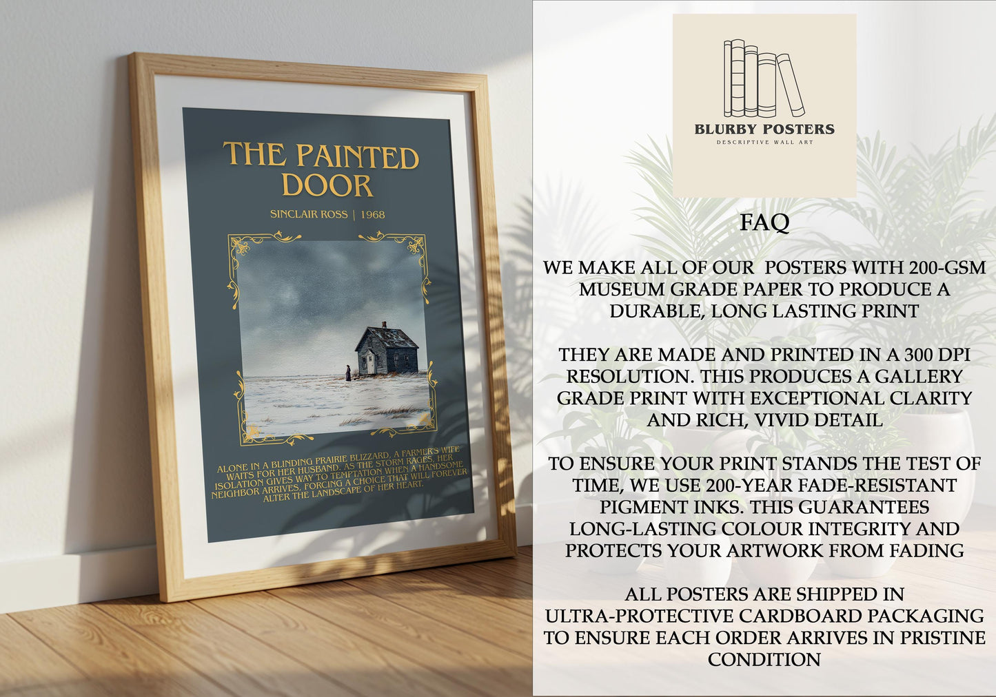 The Painted Door by Sinclair Ross Descriptive Poster Print.Free Delivery Wall Art Author&Blurb Book Artwork Novel Poster