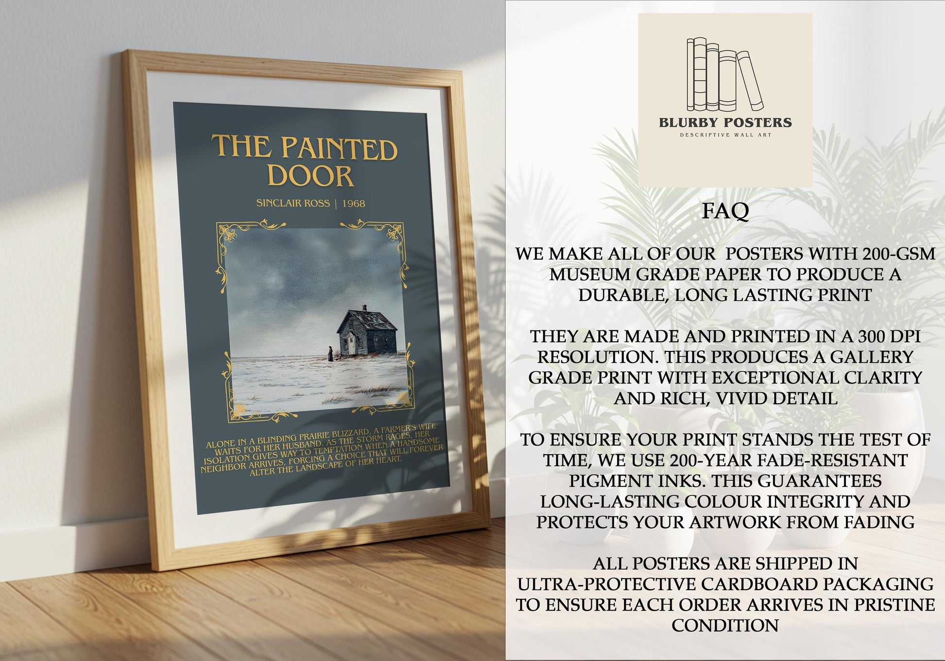 The Painted Door by Sinclair Ross Descriptive Poster Print.Free Delivery Wall Art Author&Blurb Book Artwork Novel Poster