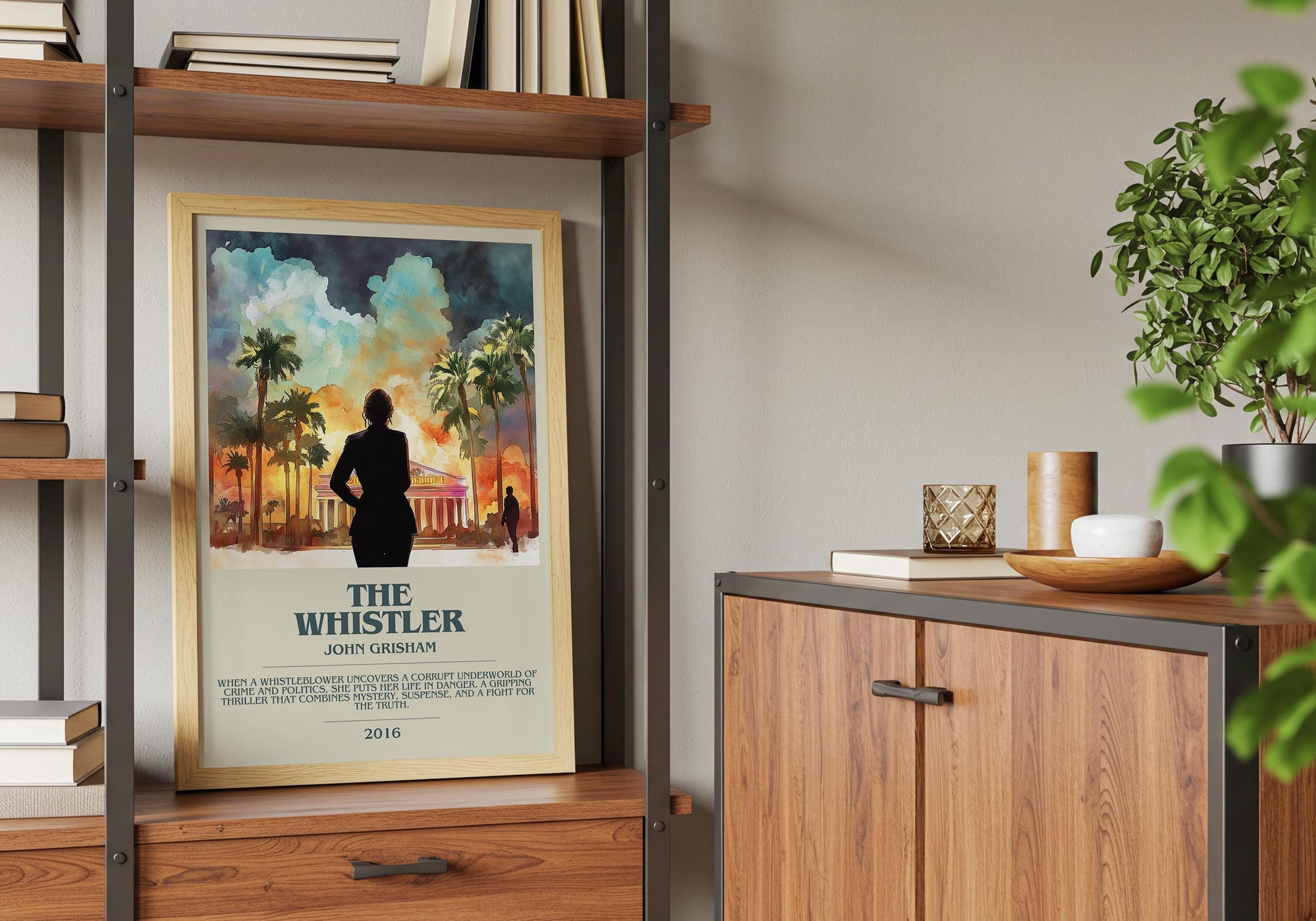 The Whistler by John Grisham Descriptive Poster Print. Free Delivery Wall Art Author & Blurb Book Artwork Novel Modern Gift