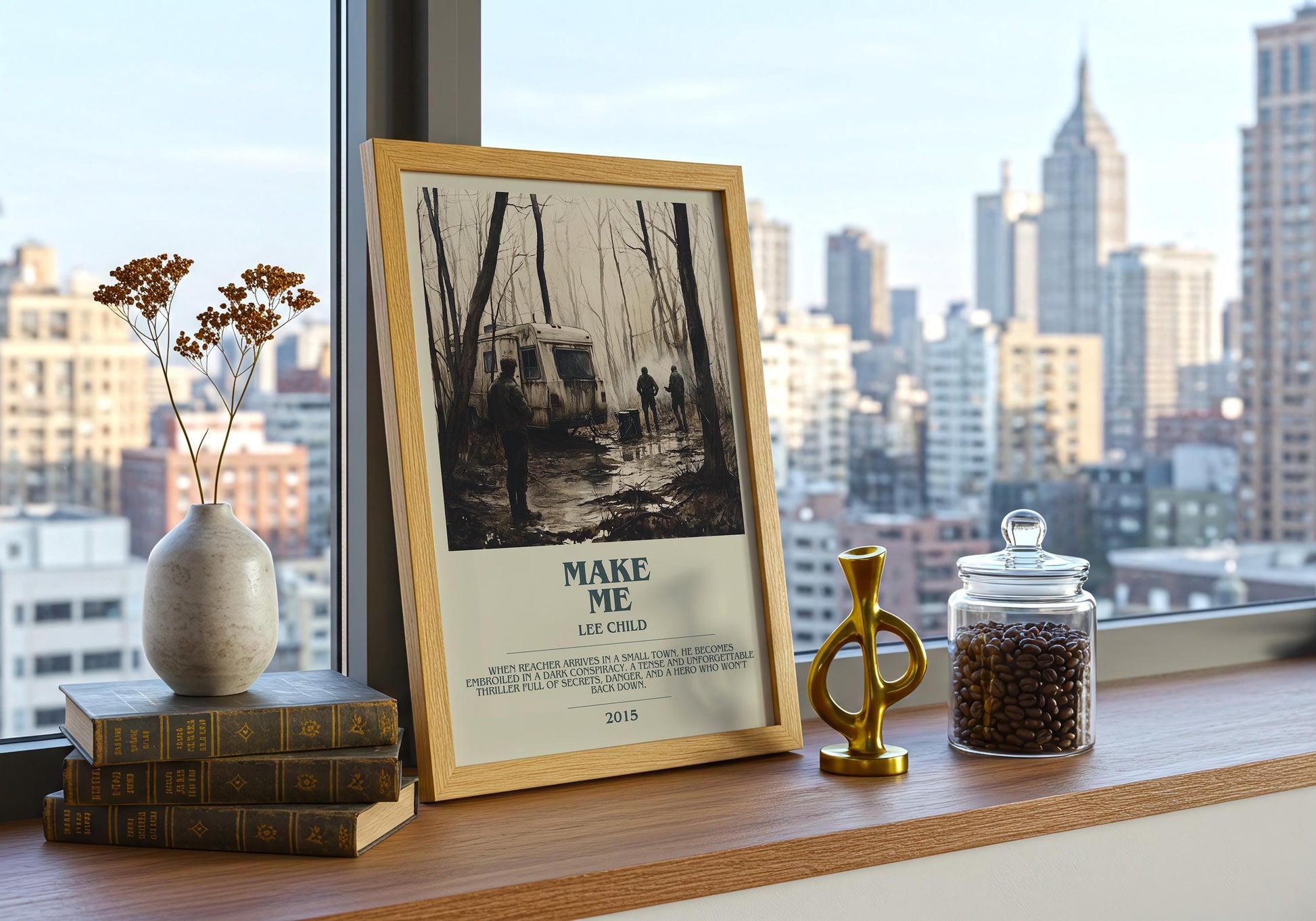 Make Me by Lee Child Descriptive Poster Print. Free Delivery Wall Art Author & Blurb Book Artwork Novel Modern Gift
