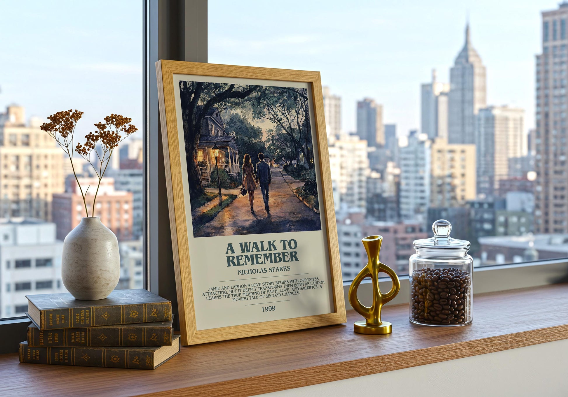 A Walk To Remember by Nicholas Sparks Descriptive Poster Print. Free Delivery Wall Art Author & Blurb Book Artwork Novel Modern Gift