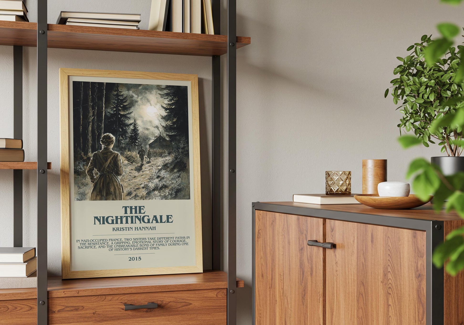 The Nightingale by Kristin Hannah Descriptive Poster Print. Free Delivery Wall Art Author & Blurb Book Artwork Novel Modern Gift