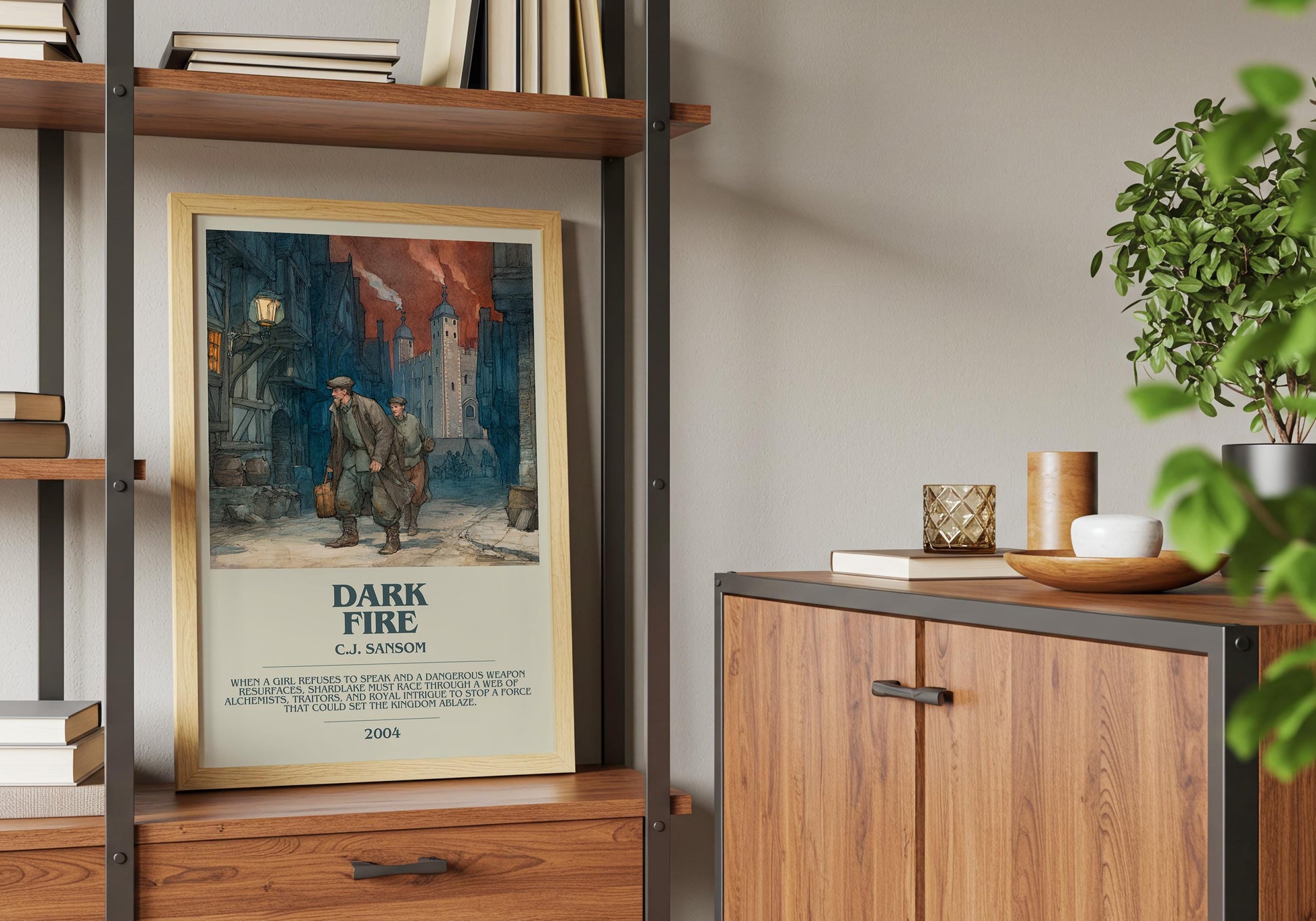 Dark Fire by C.J Sansom | Descriptive Book Poster | Modern