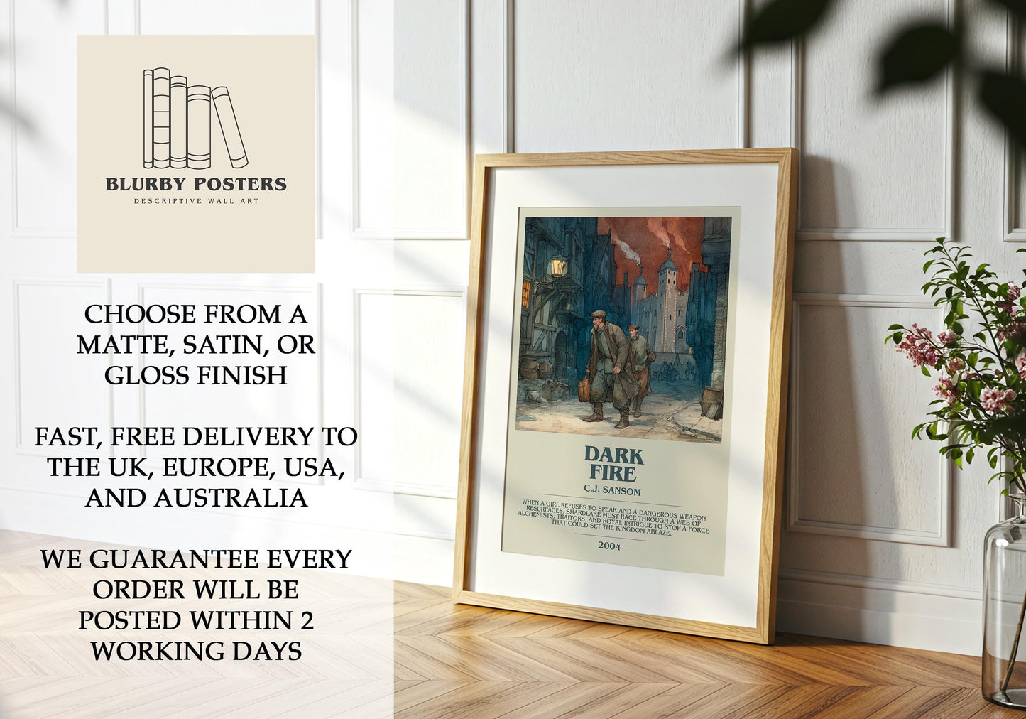 Dark Fire by C.J Sansom | Descriptive Book Poster | Modern