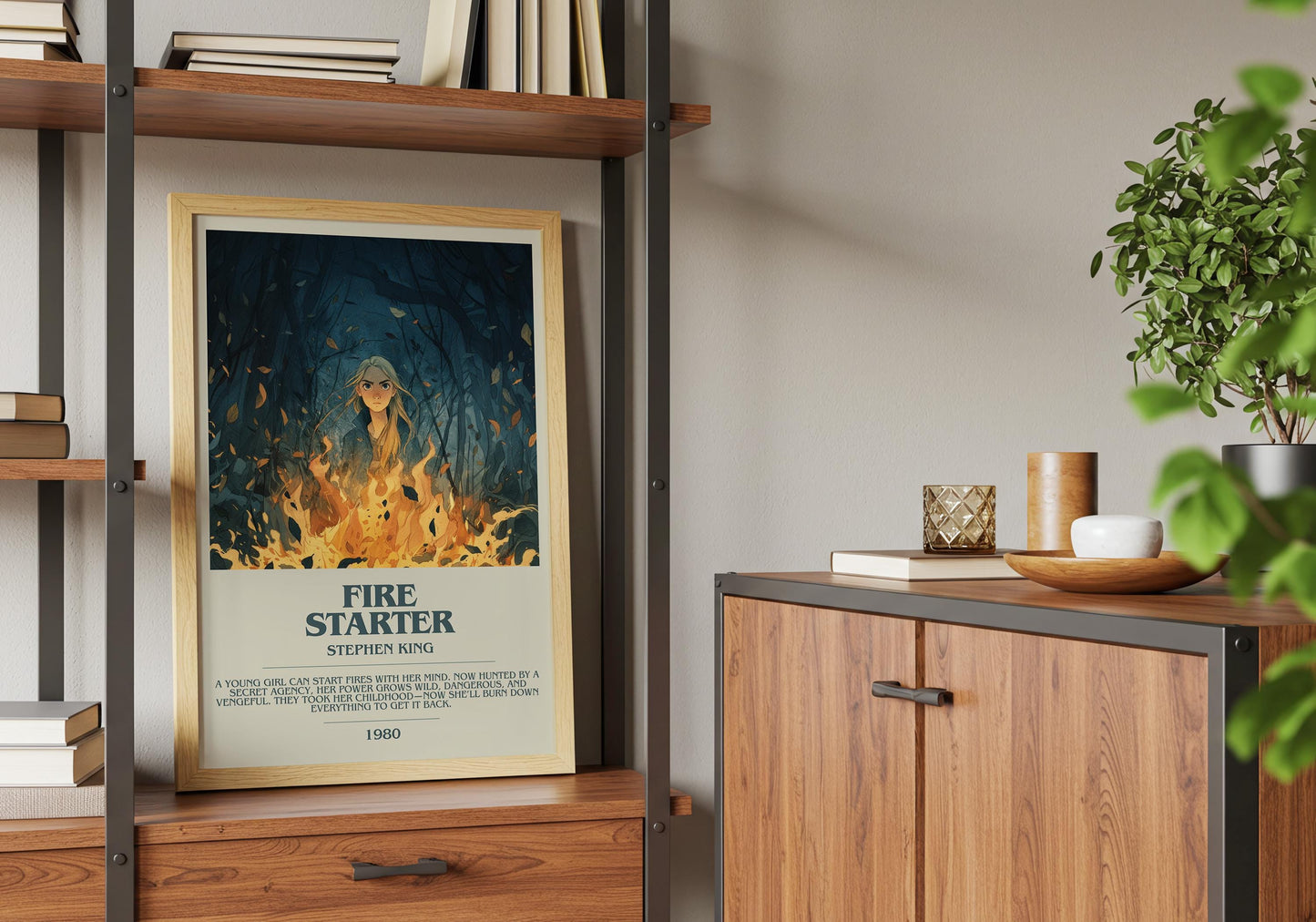 Fire Starter by Stephen King | Descriptive Book Poster | Modern