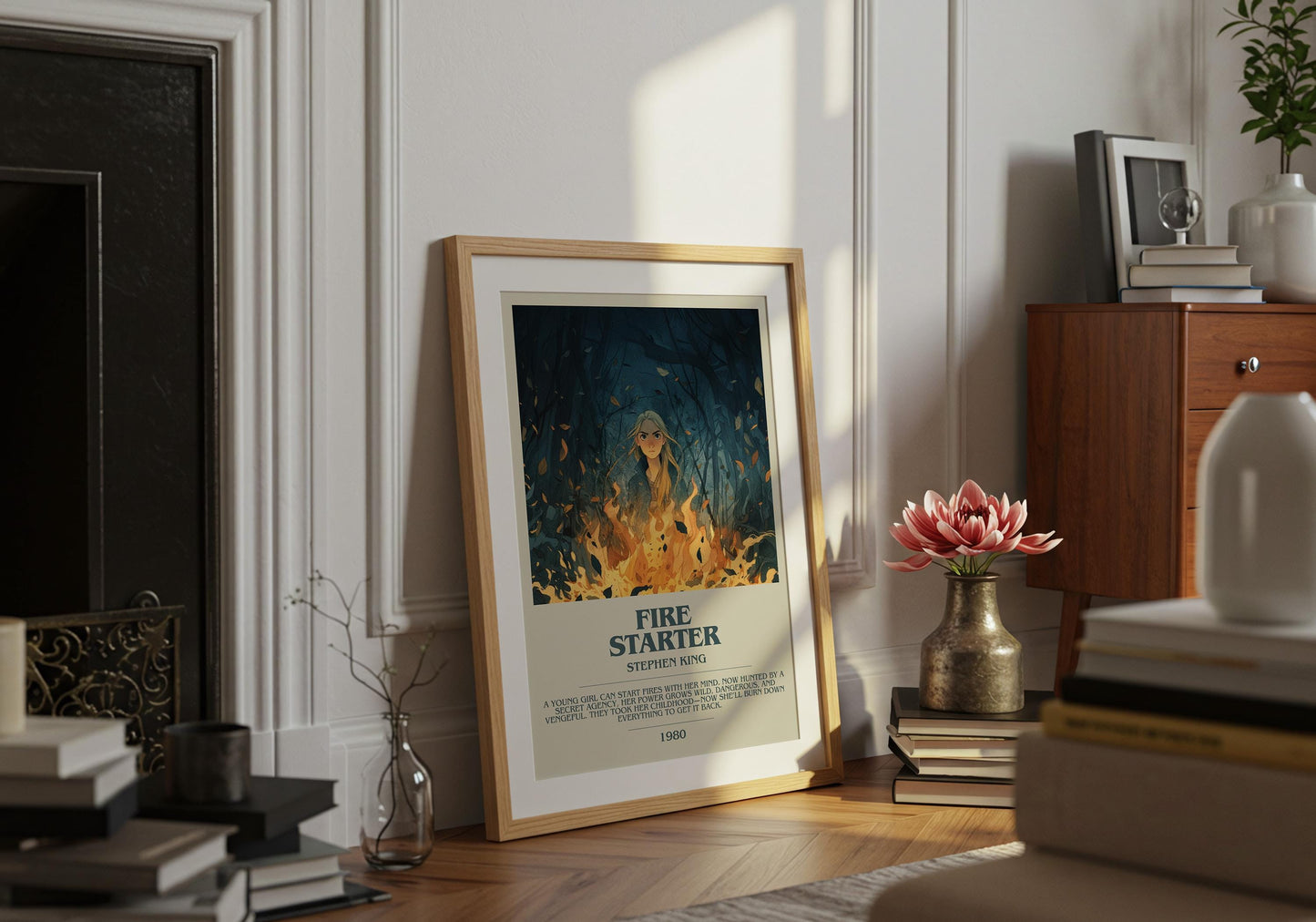 Fire Starter by Stephen King | Descriptive Book Poster | Modern