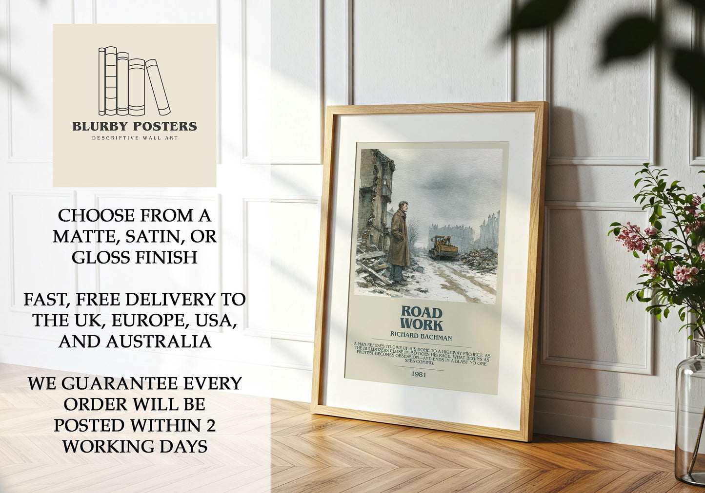 Roadwork by Richard Bachman | Descriptive Book Poster | Modern