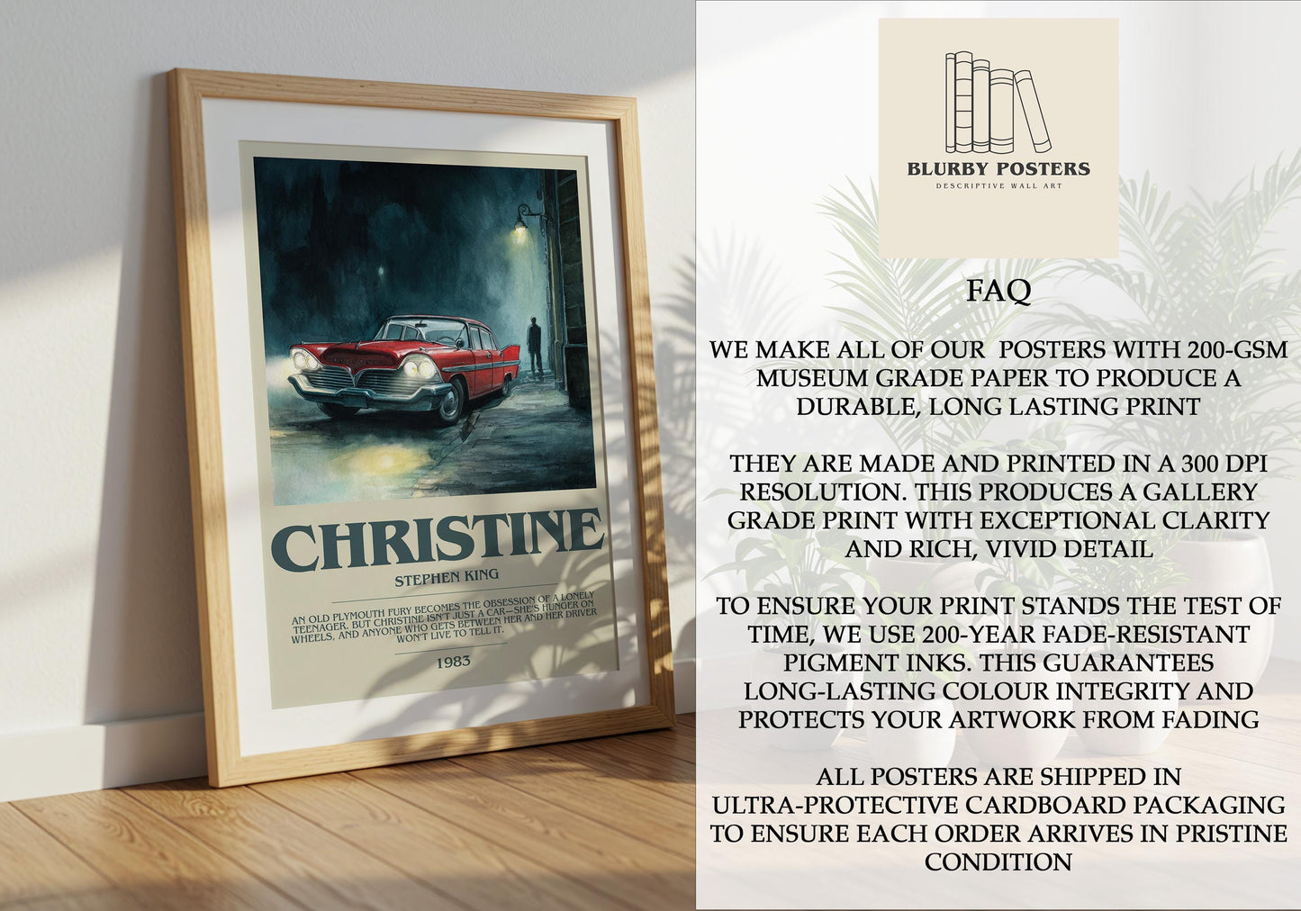 Christine by Stephen King | Descriptive Book Poster | Modern