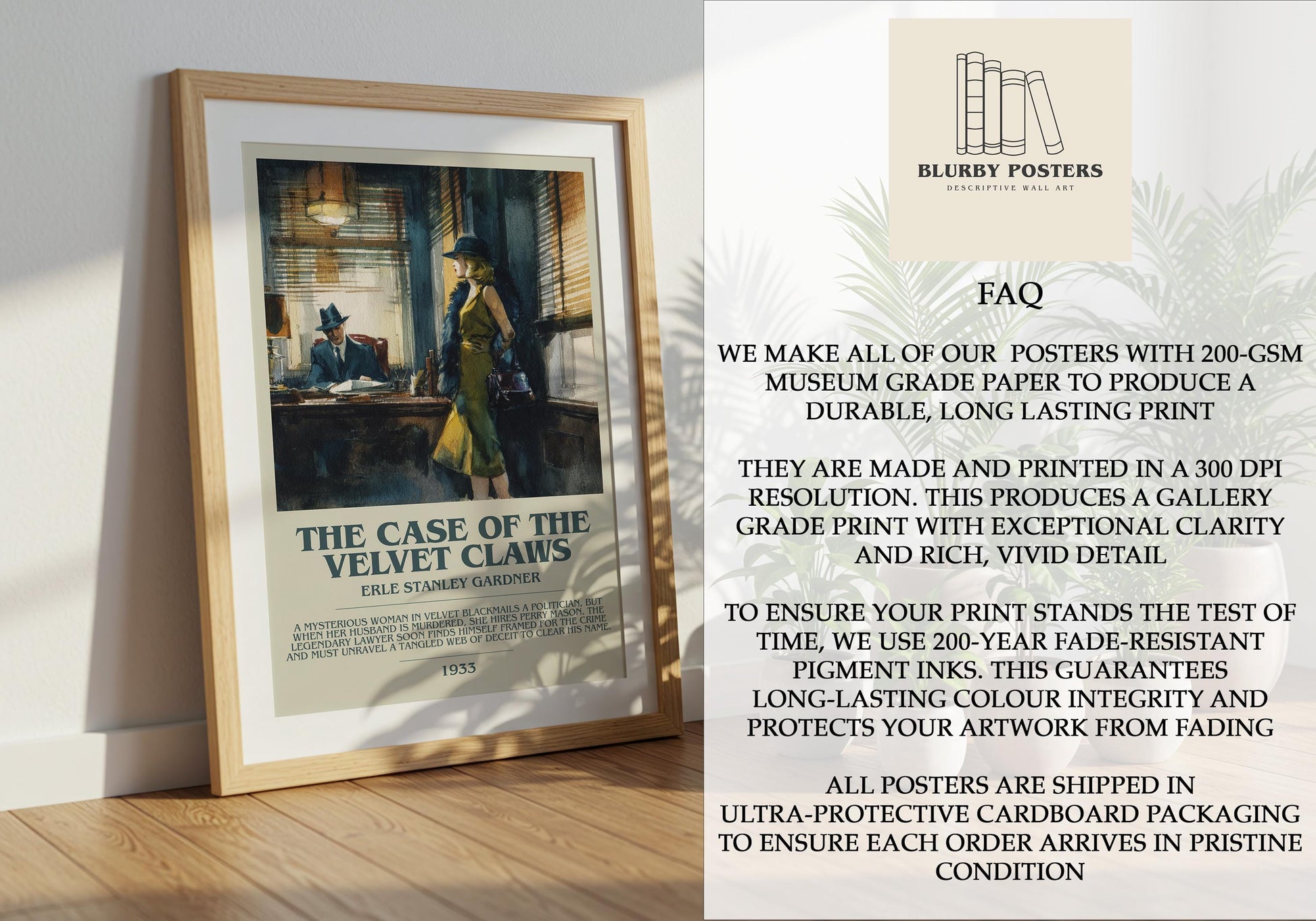 The Case of the Velvet Claws by Erle Stanley Gardner | Descriptive Book Poster | Modern