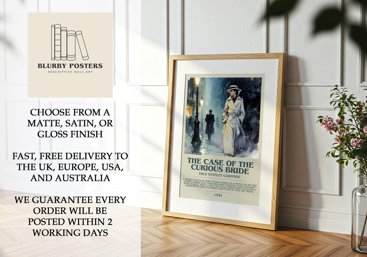 The Case of the Curious Bride by Erle Stanley Gardner | Descriptive Book Poster | Modern