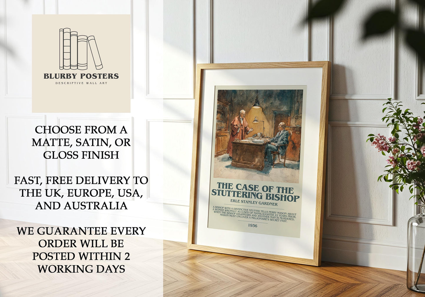 The Case of the Stuttering Bishop by Erle Stanley Gardner | Descriptive Book Poster | Modern