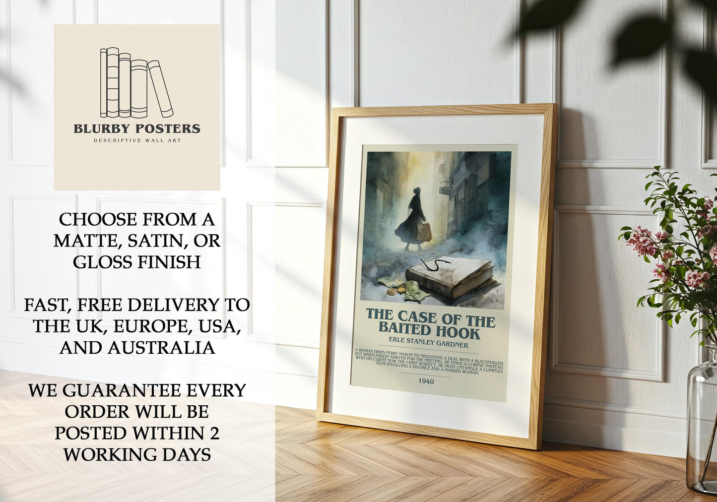 The Case of the Baited Hook by Erle Stanley Gardner | Descriptive Book Poster | Modern