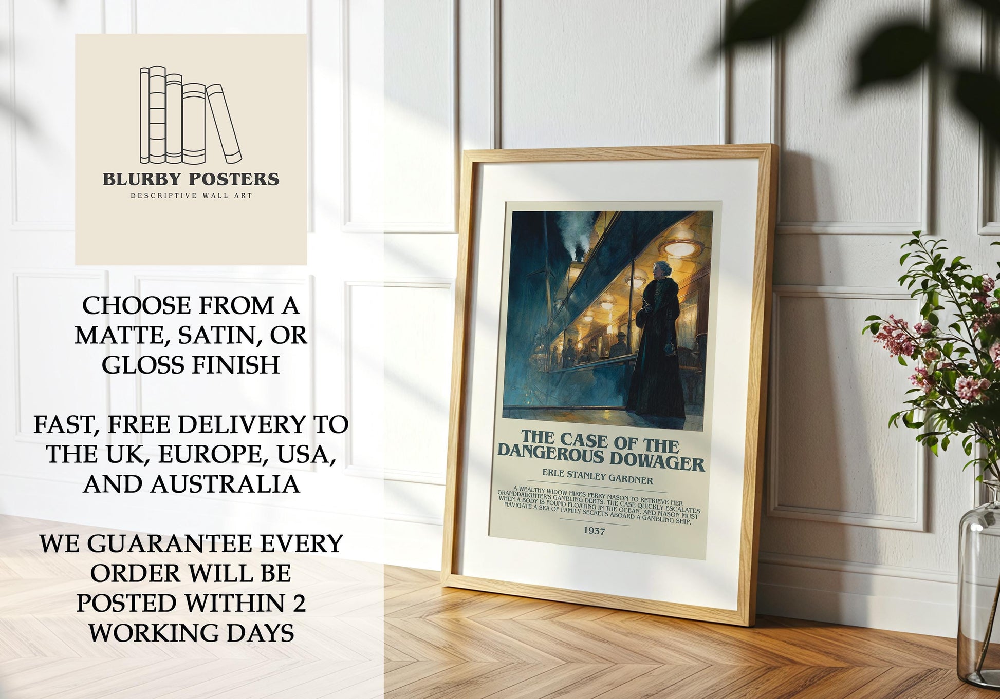 The Case of the Dangerous Dowager by Erle Stanley Gardner | Descriptive Book Poster | Modern