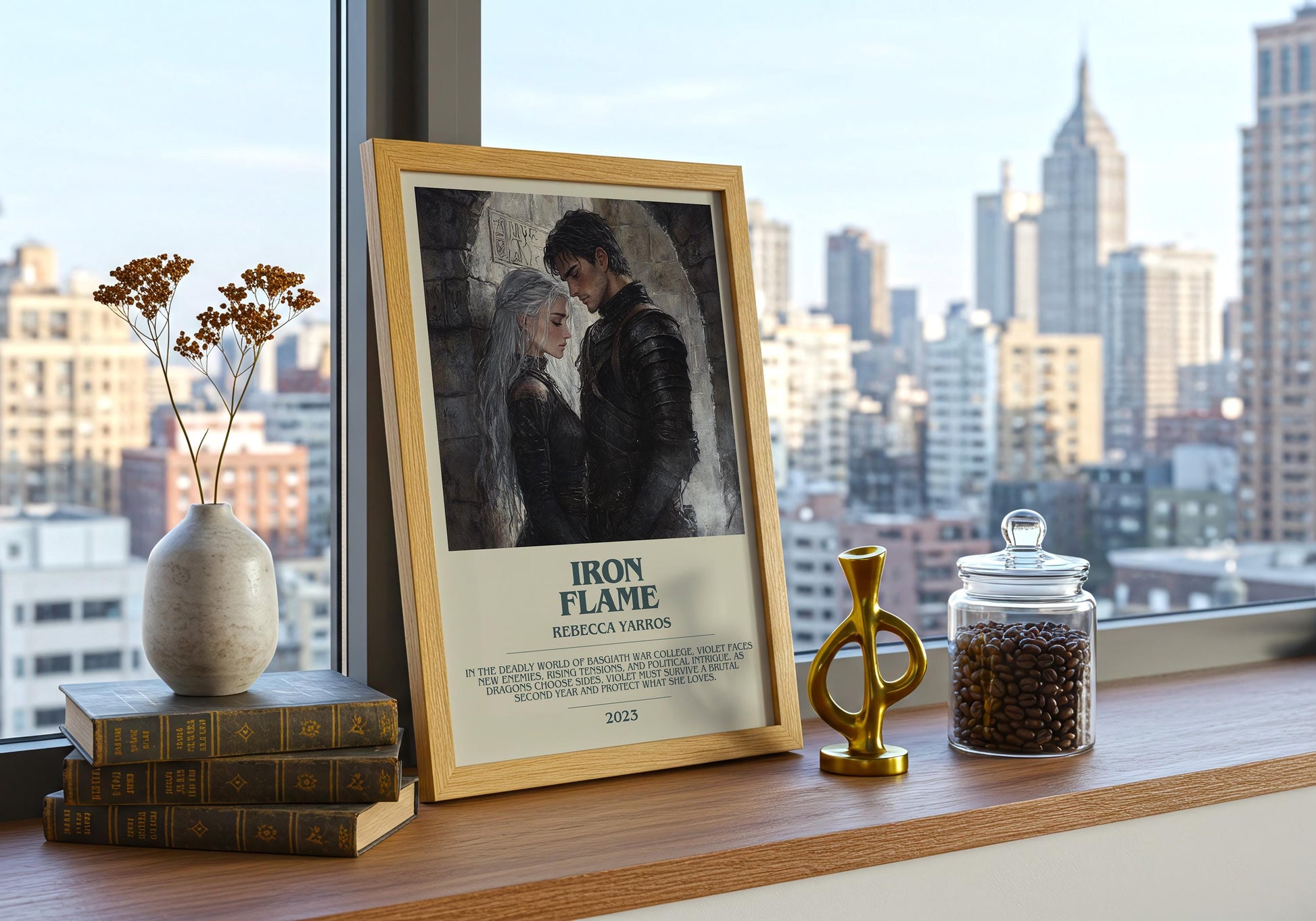 Iron Flame by Rebecca Yarros Descriptive Poster Print. Free Delivery Wall Art Author & Blurb Book Artwork Novel Modern Gift