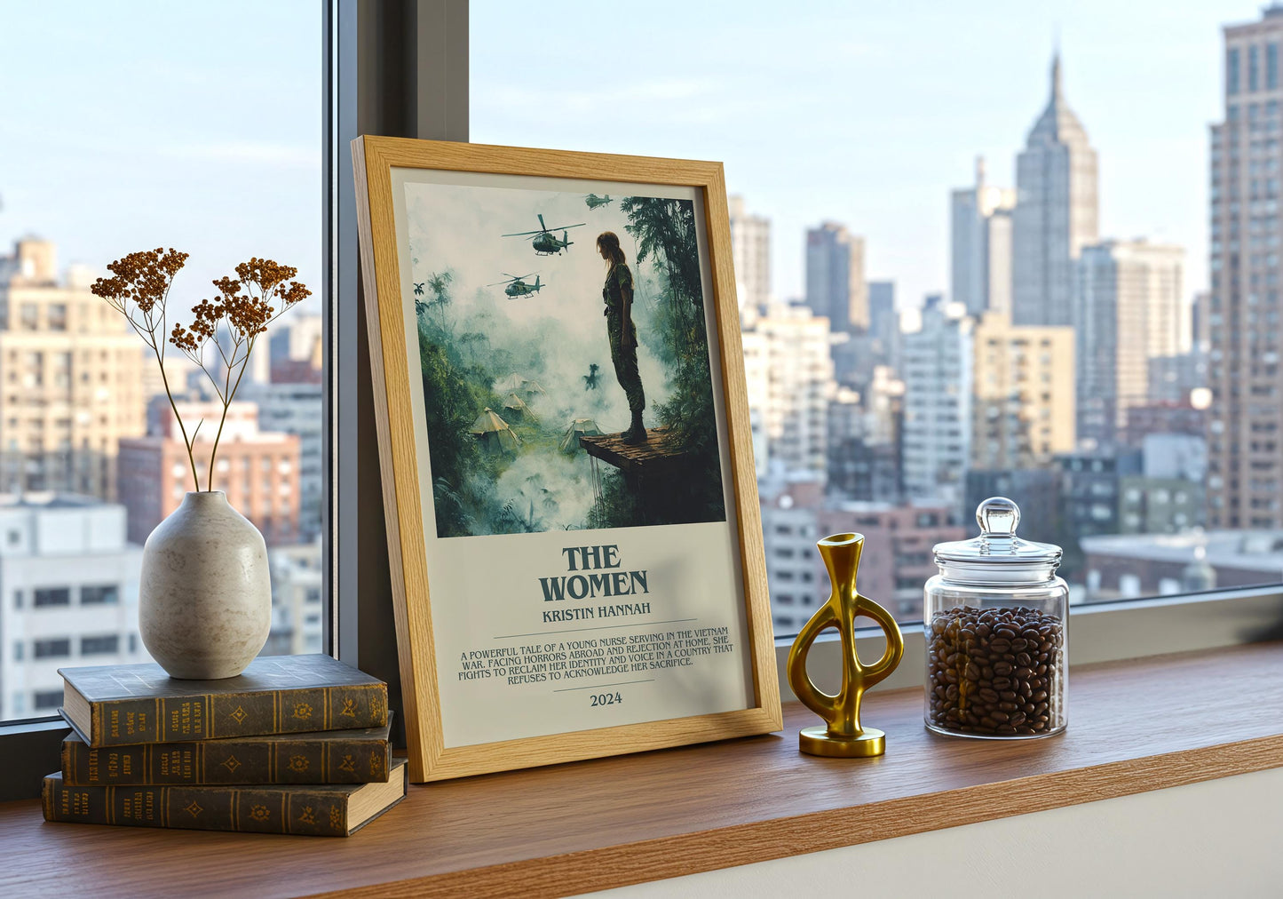 The Women by Kirstin Hannah Descriptive Poster Print. Free Delivery Wall Art Author & Blurb Book Artwork Novel Modern Gift