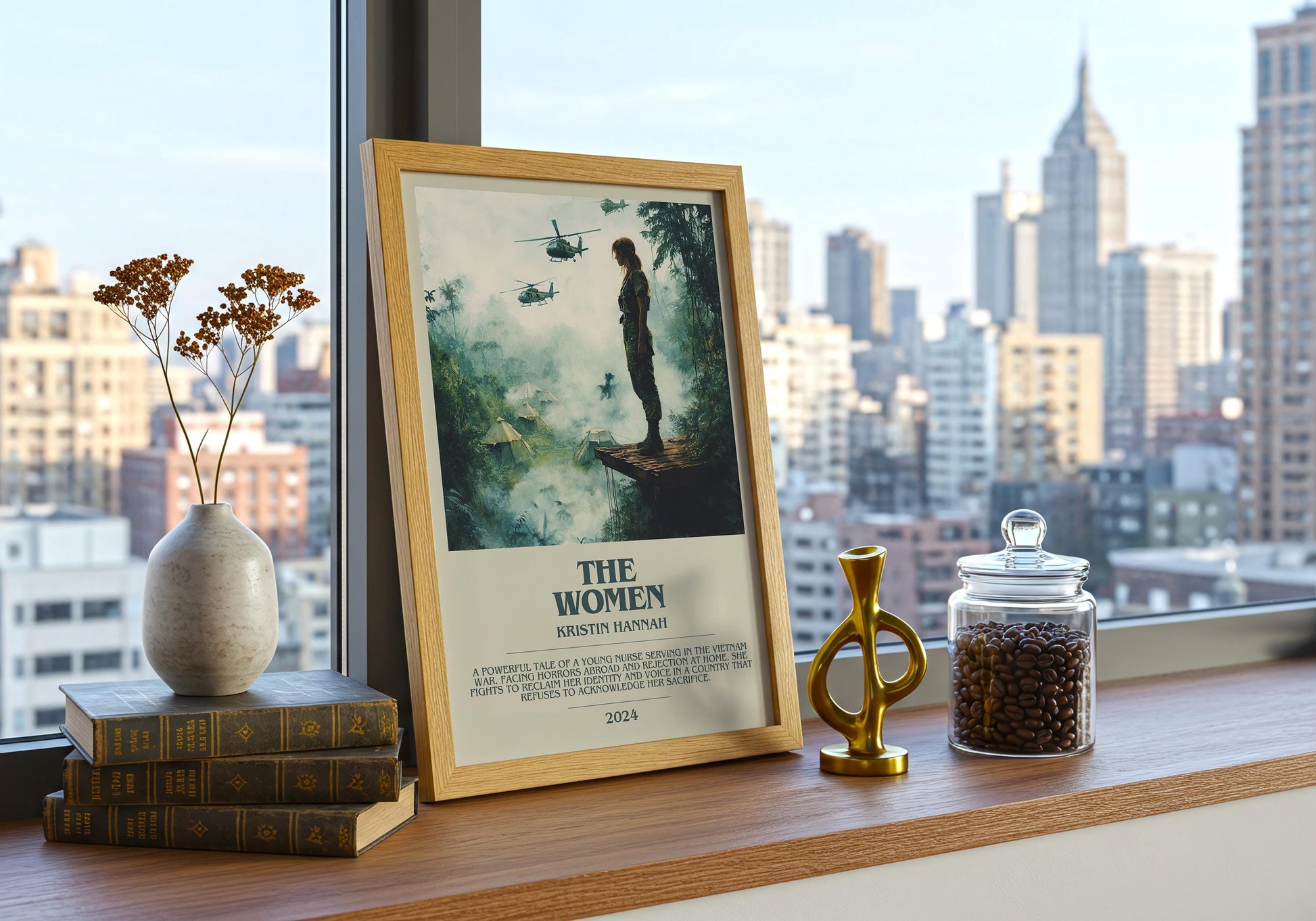The Women by Kirstin Hannah Descriptive Poster Print. Free Delivery Wall Art Author & Blurb Book Artwork Novel Modern Gift