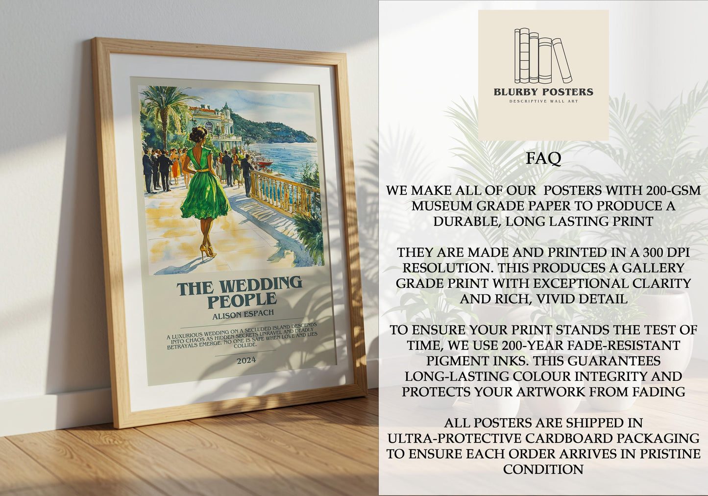 The Wedding People by Alison Espach Descriptive Poster Print. Free Delivery Wall Art Author & Blurb Book Artwork Novel Modern Gift