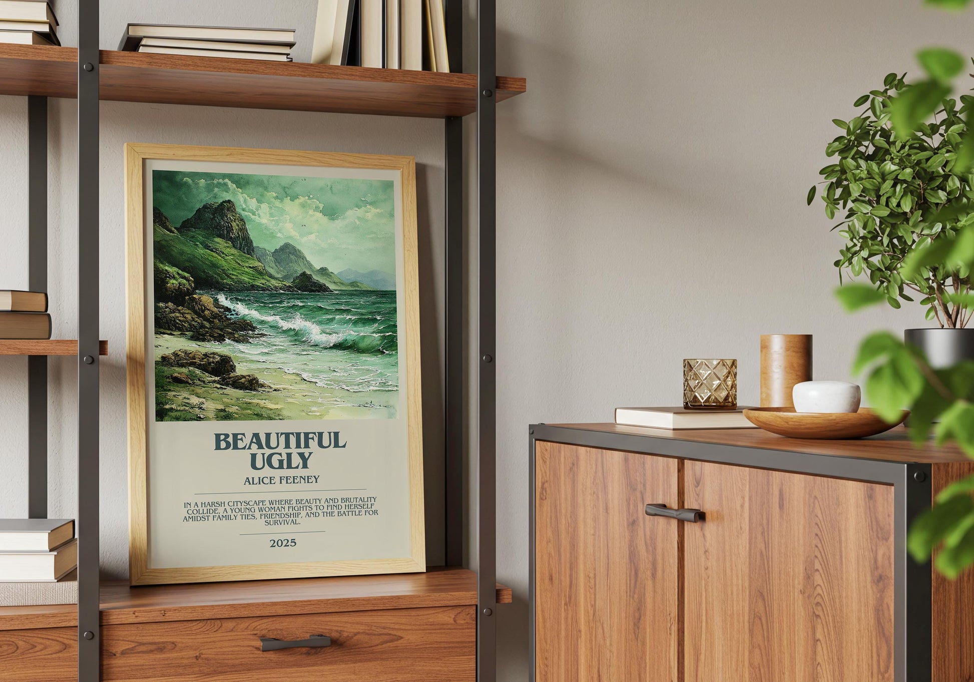 Beautiful Ugly by Alice Feeney Descriptive Poster Print. Free Delivery Wall Art Author & Blurb Book Artwork Novel Modern Gift