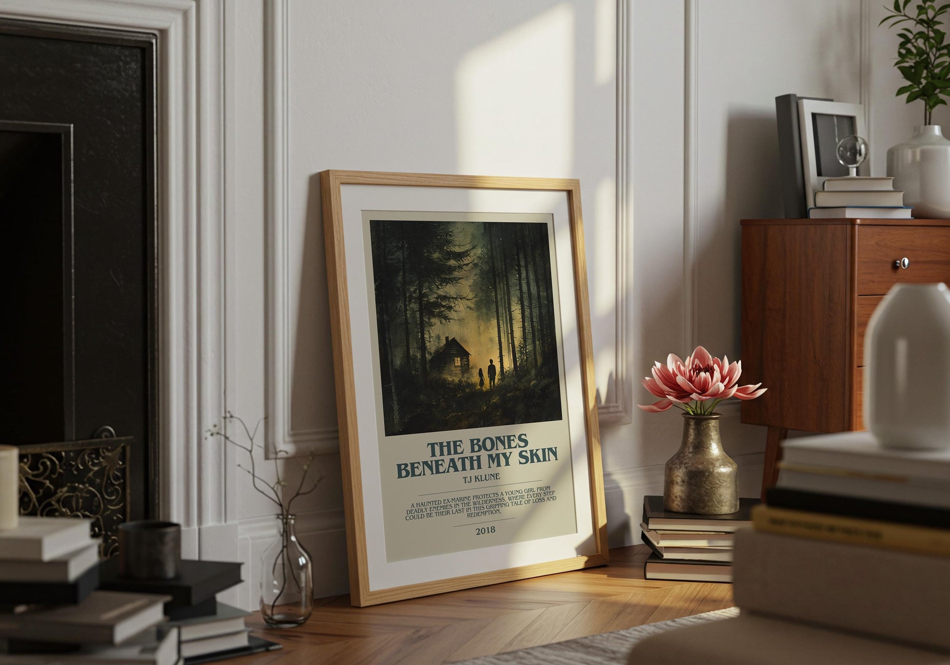 The Bones Beneath My Skin by T.J. Klune Descriptive Poster Print. Free Delivery Wall Art Author & Blurb Book Artwork Novel Modern Gift