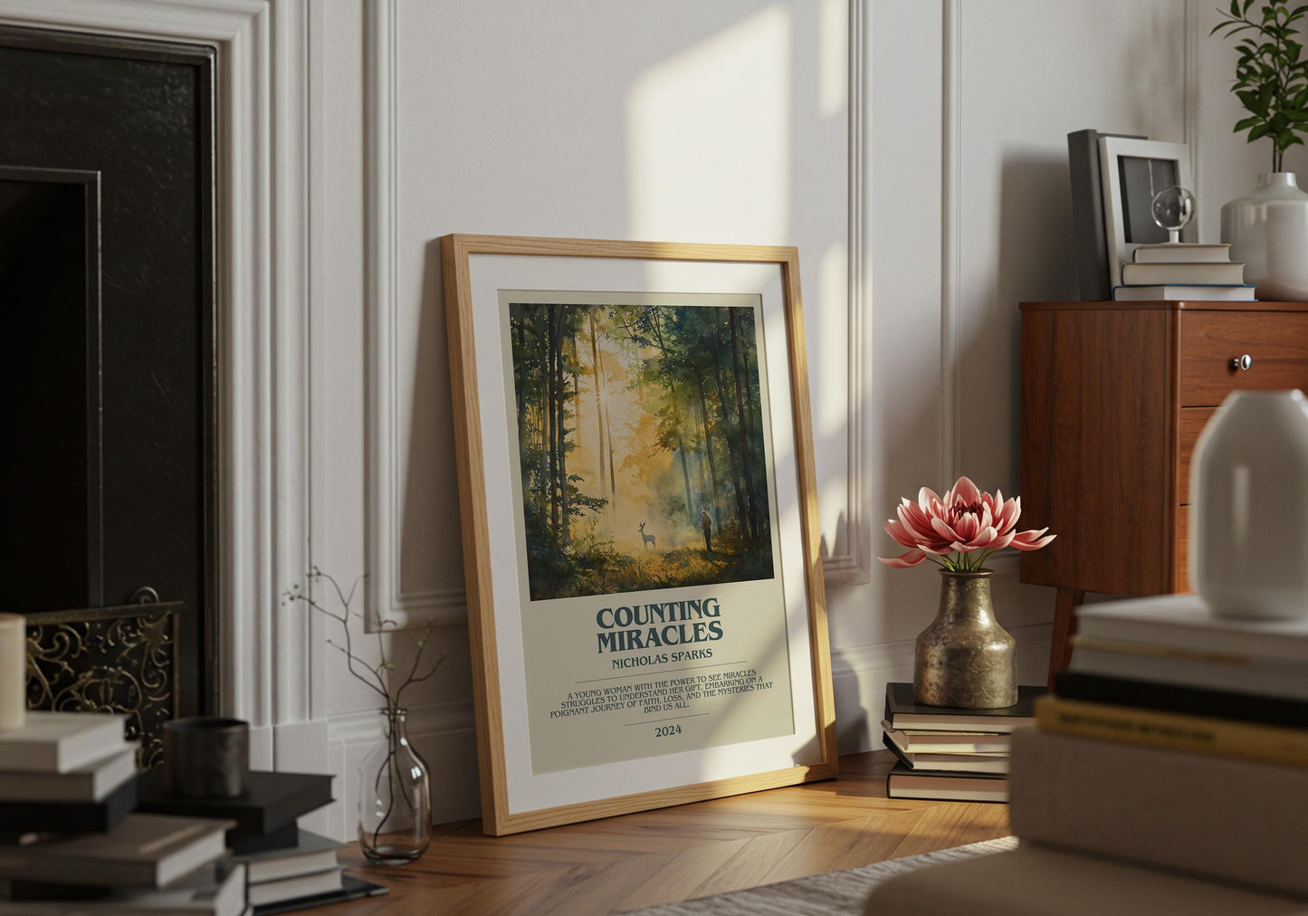 Counting Miracles by Nicholas Sparks Descriptive Poster Print. Free Delivery Wall Art Author & Blurb Book Artwork Novel Modern Gift