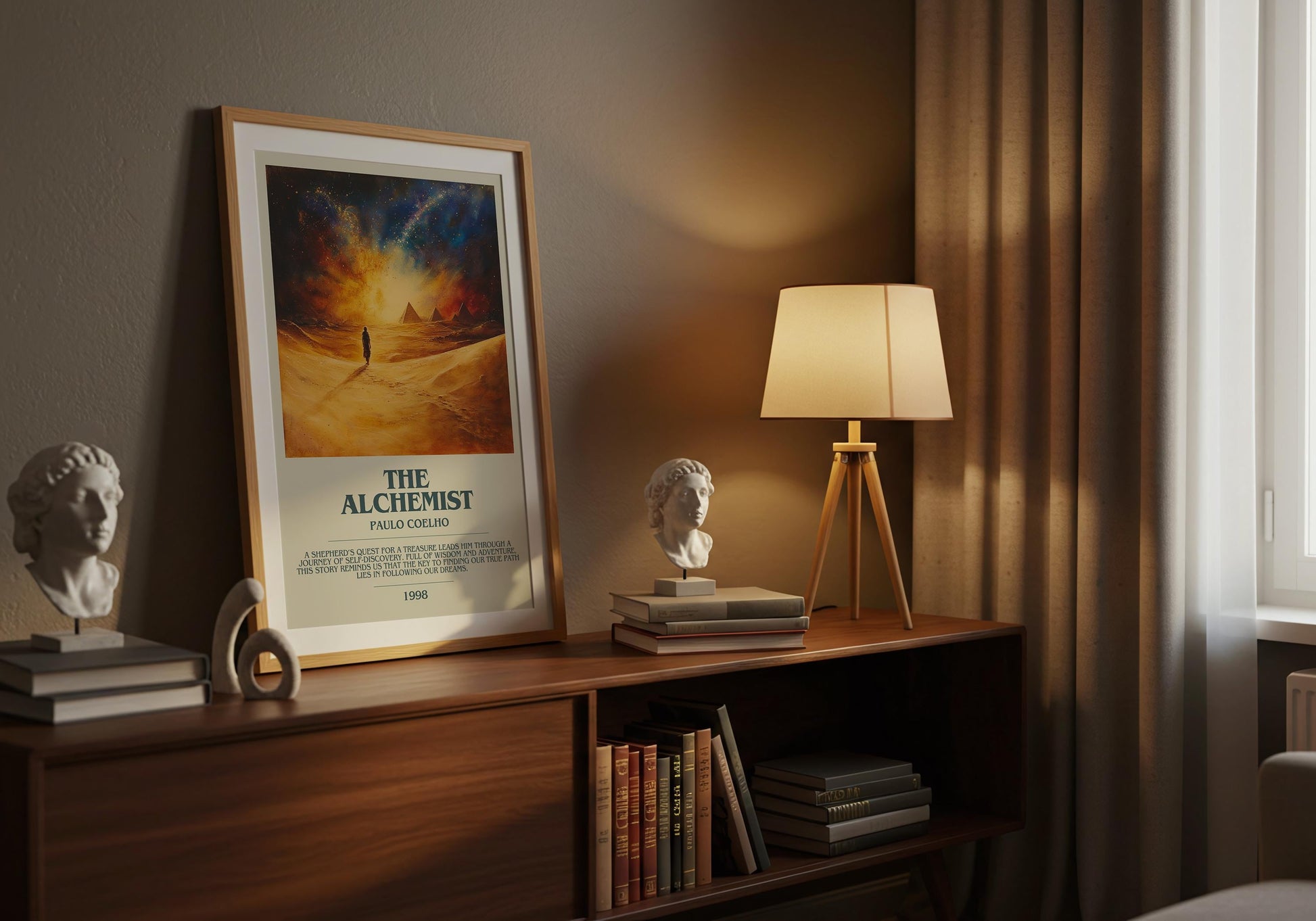 The Alchemist by Paul Coelho Descriptive Poster Print. Free Delivery Wall Art Author & Blurb Book Artwork Novel Modern Gift