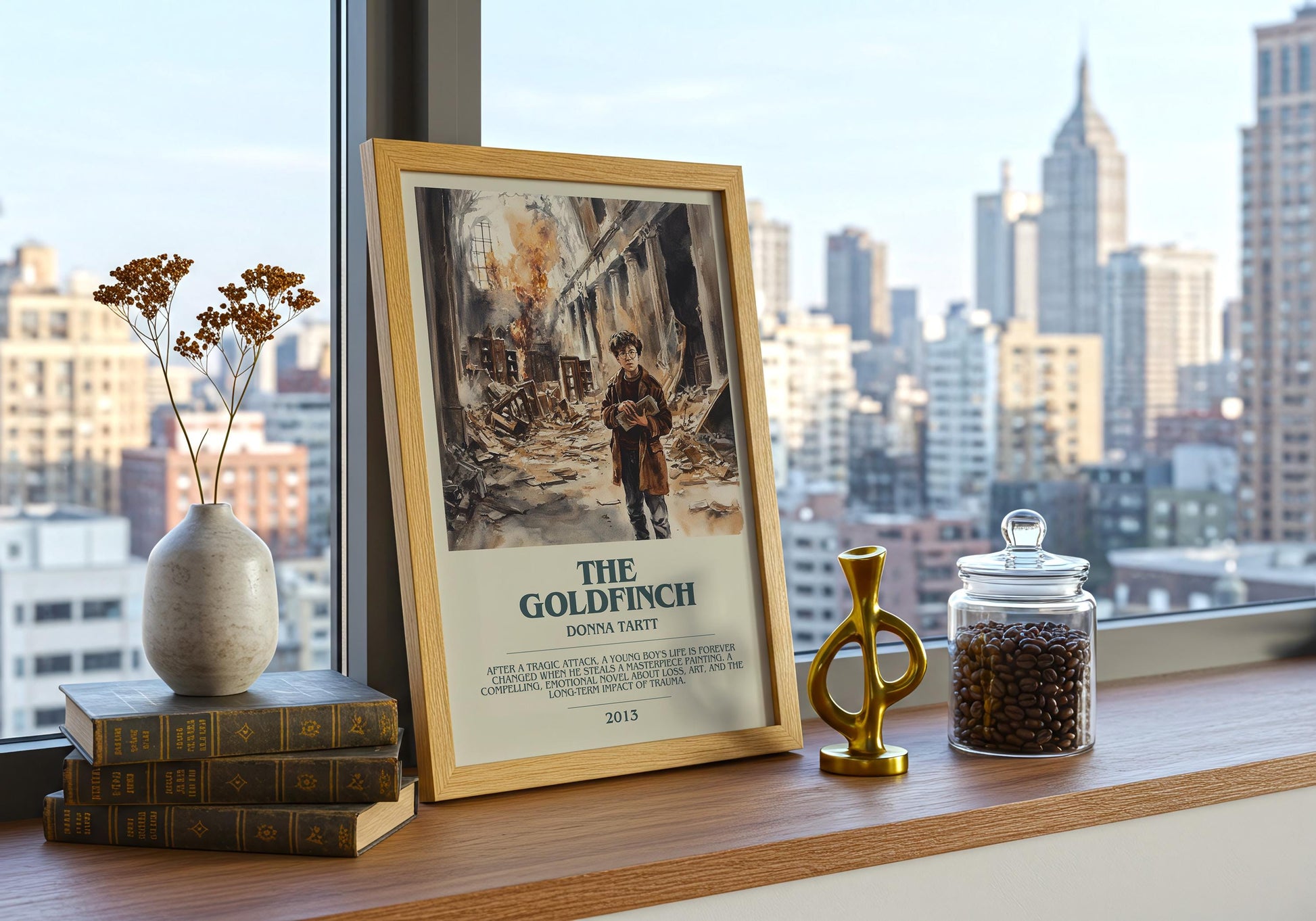 The Goldfinch by Donna Tartt Descriptive Poster Print. Free Delivery Wall Art Author & Blurb Book Artwork Novel Modern Gift