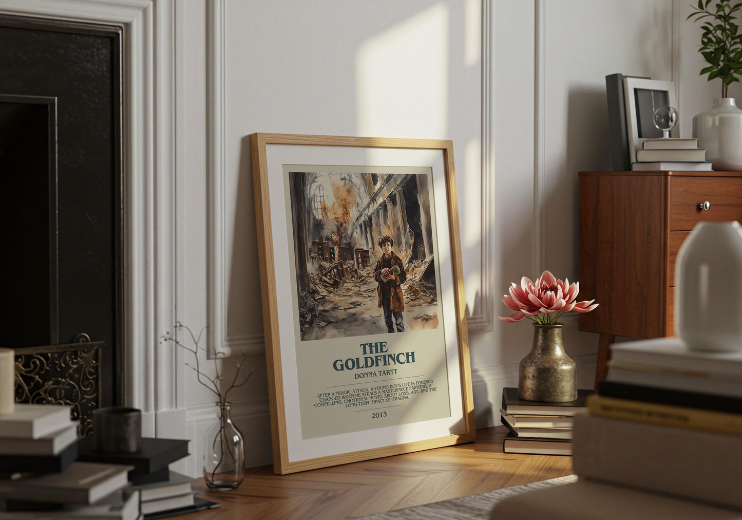 The Goldfinch by Donna Tartt Descriptive Poster Print. Free Delivery Wall Art Author & Blurb Book Artwork Novel Modern Gift