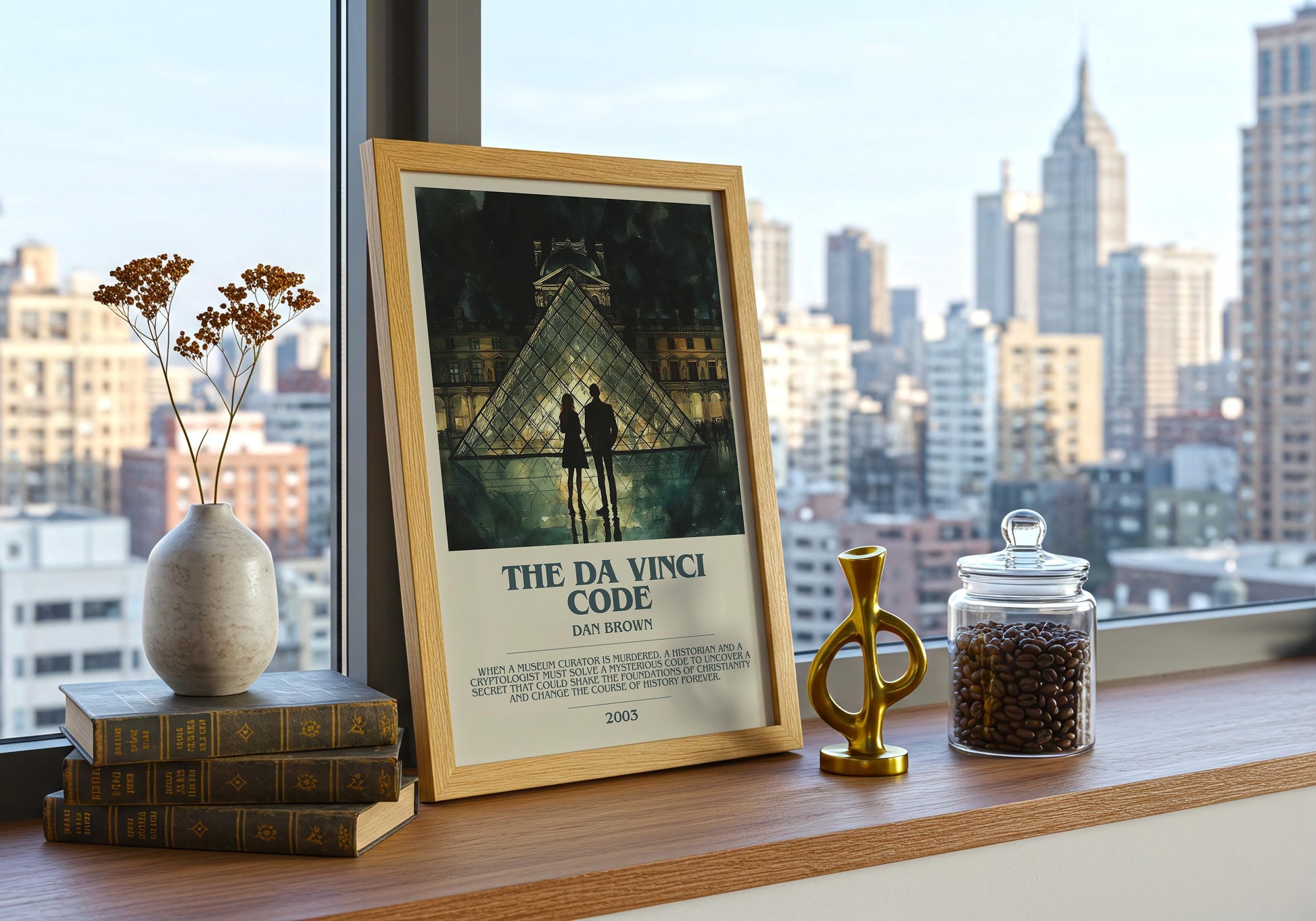 The Da Vinci Code by Dan Brown Descriptive Poster Print. Free Delivery Wall Art Author & Blurb Book Artwork Novel Modern Gift
