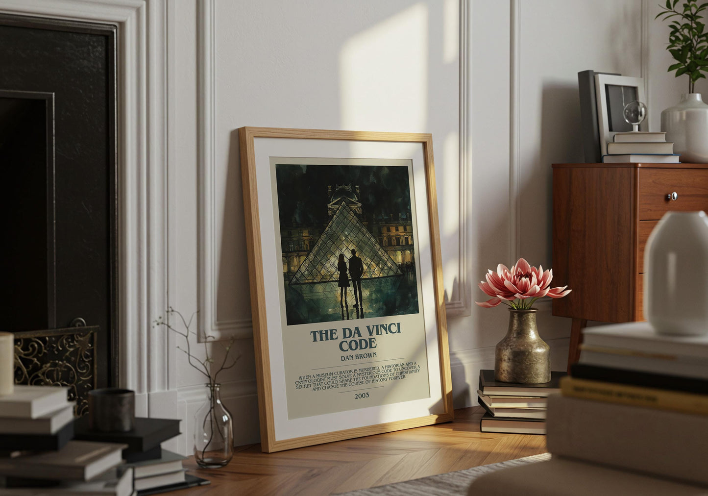 The Da Vinci Code by Dan Brown Descriptive Poster Print. Free Delivery Wall Art Author & Blurb Book Artwork Novel Modern Gift