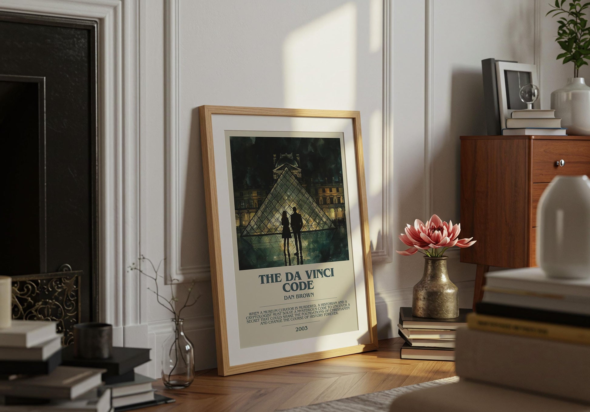 The Da Vinci Code by Dan Brown Descriptive Poster Print. Free Delivery Wall Art Author & Blurb Book Artwork Novel Modern Gift
