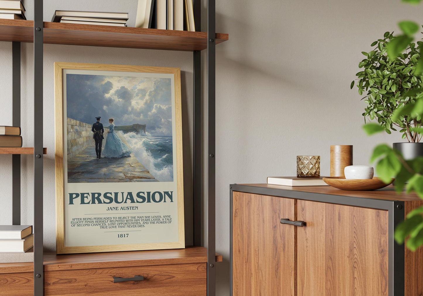 Persuasion by Jane Austen Descriptive Poster Print. Free Delivery Wall Art Author & Blurb Book Artwork Novel Modern Gift