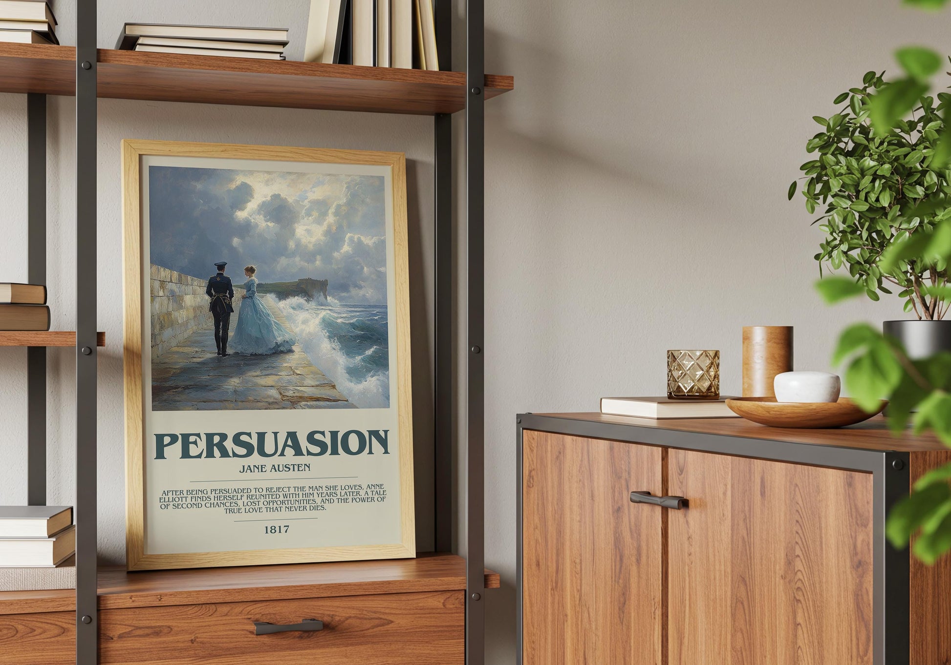 Persuasion by Jane Austen Descriptive Poster Print. Free Delivery Wall Art Author & Blurb Book Artwork Novel Modern Gift