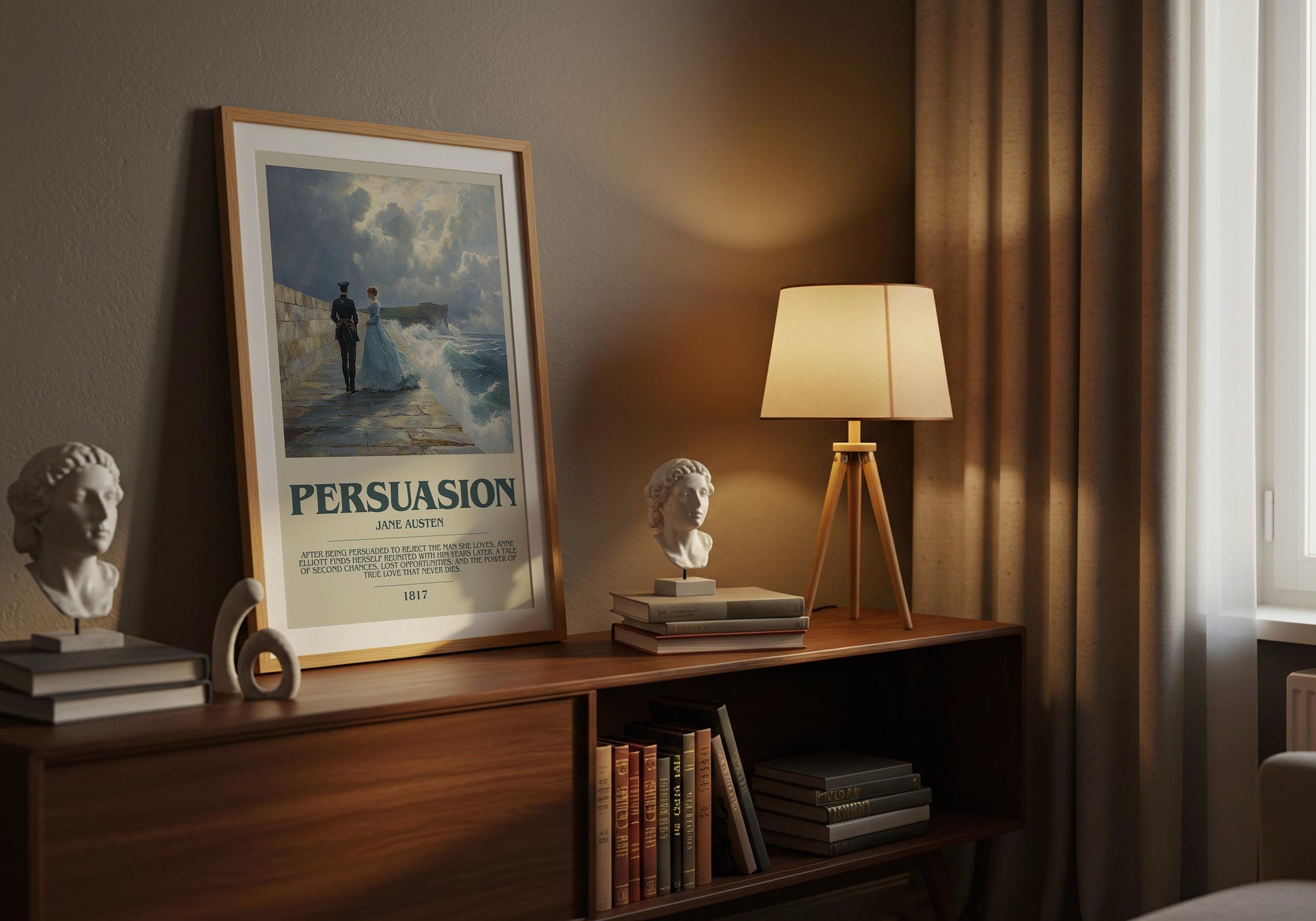 Persuasion by Jane Austen Descriptive Poster Print. Free Delivery Wall Art Author & Blurb Book Artwork Novel Modern Gift