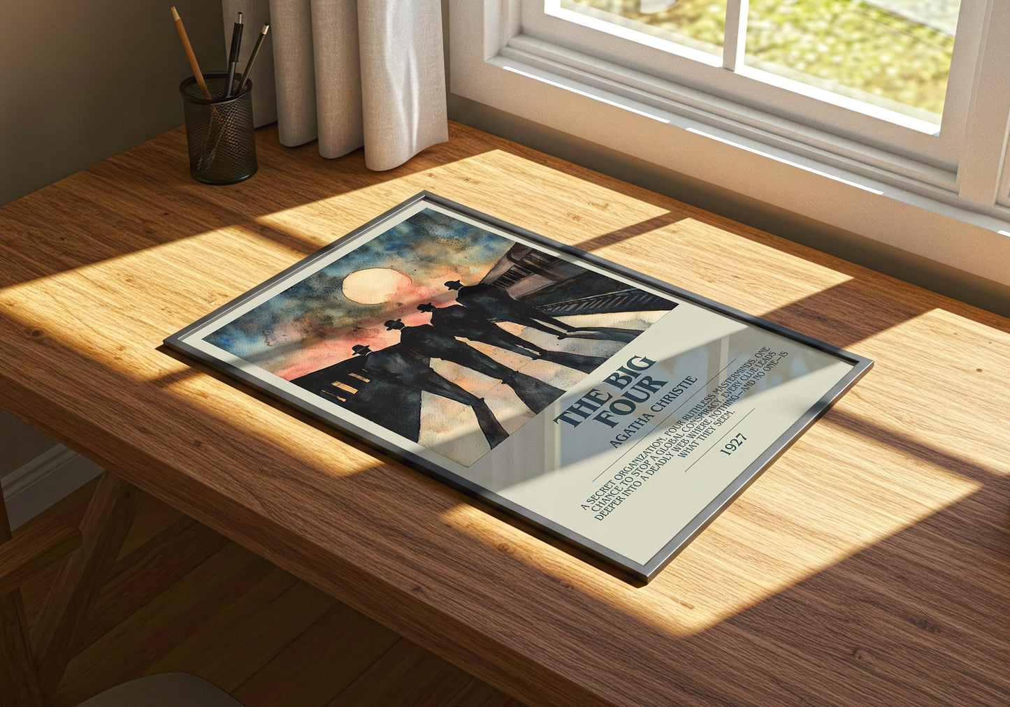 The Big Four by Agatha Christie Descriptive Poster Print. Free Delivery Wall Art Author & Blurb Book Artwork Novel Modern Gift